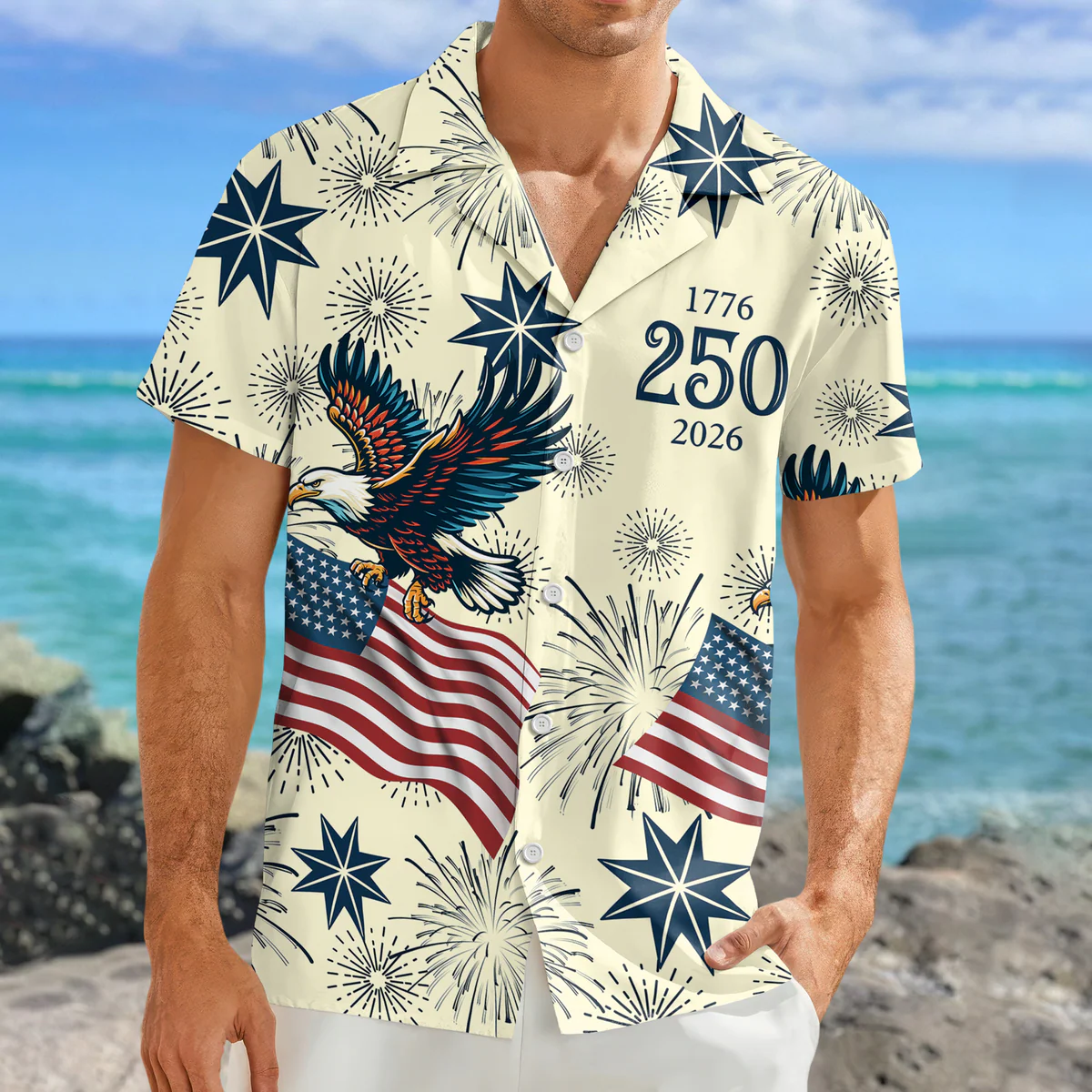 USA 250 Anniversary Eagle - Personalized Hawaiian Shirt - Gift for Dad, Husband, Grandpa HN02 - Image 6