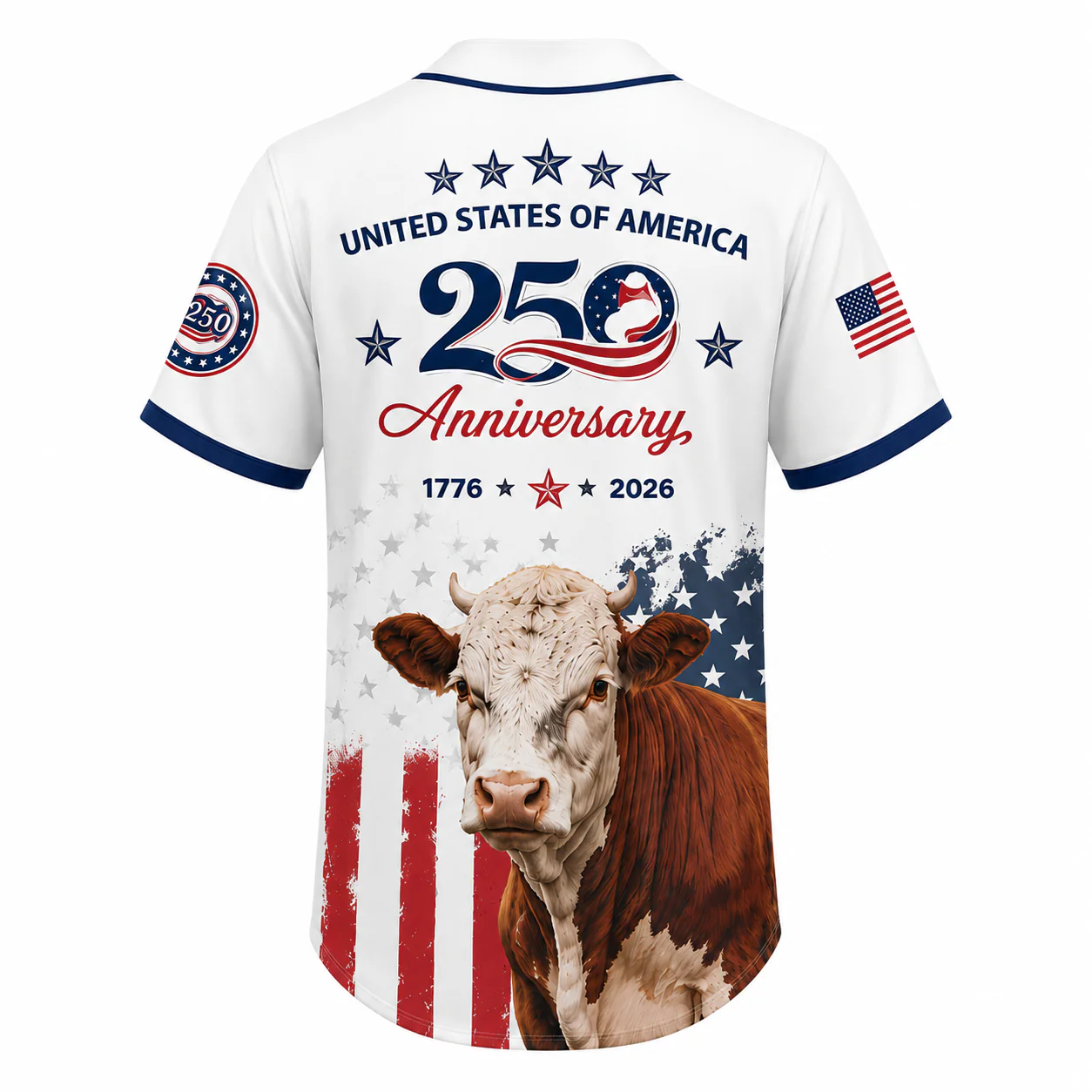 USA 250 Anniversary Hereford Cattle - Personalized Baseball Jersey - Gift For Patriots - Image 8
