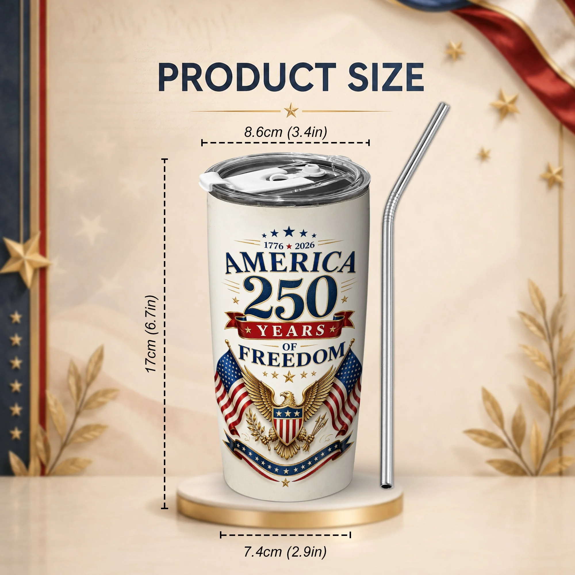 USA 250 Patriotic Heritage America Anniversary Freedom - Tumbler - Gift For Patriots - Image 3