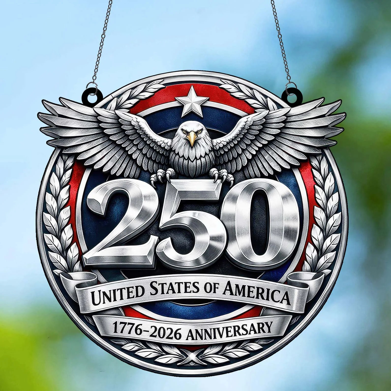 USA 250 Years 1776-2026 Anniversary - Window Hanging Suncatcher - Patriotic Gift For Family | HN02