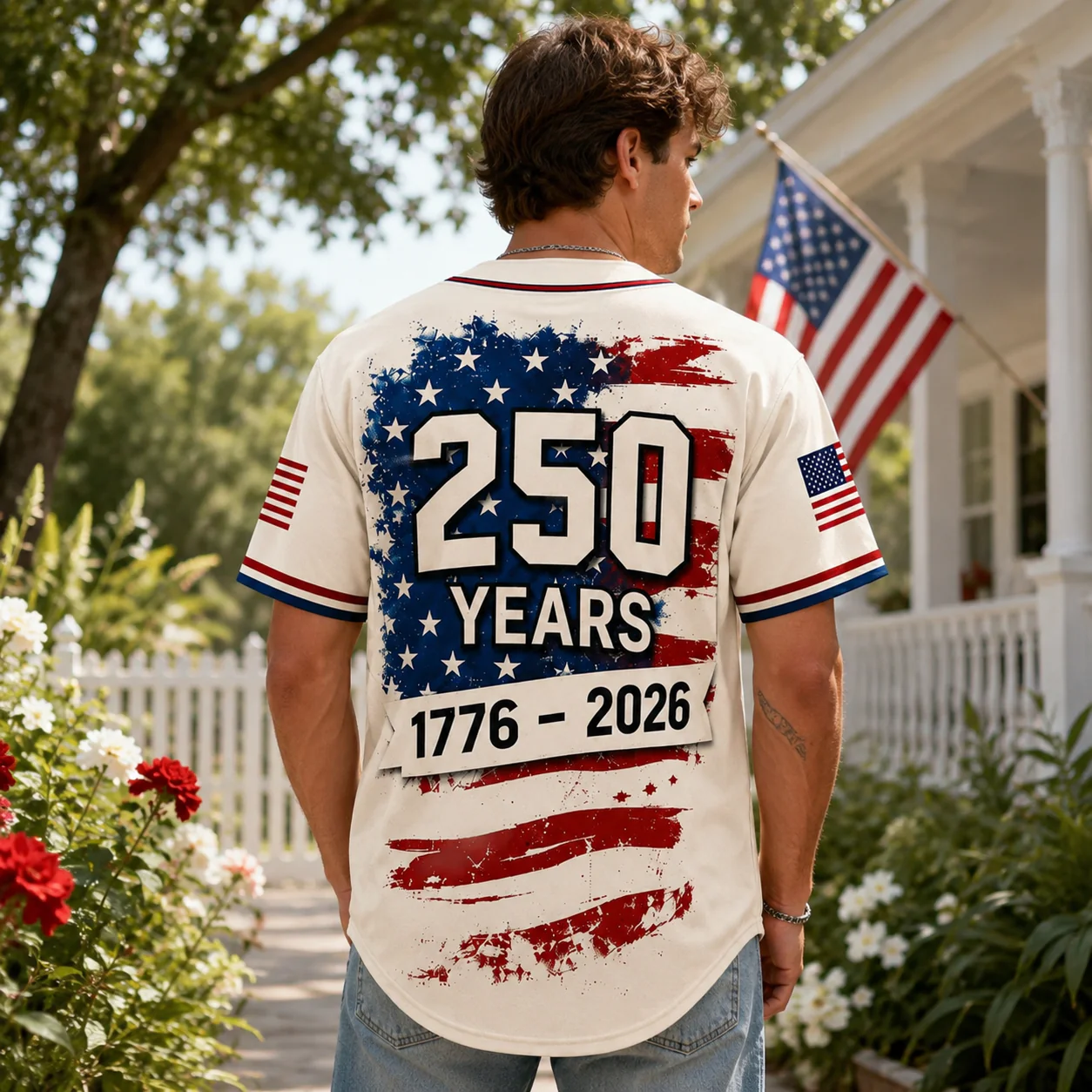 USA 250 Years 1776 2026 Cream - Baseball Jersey - Gift For Patriots - Image 3