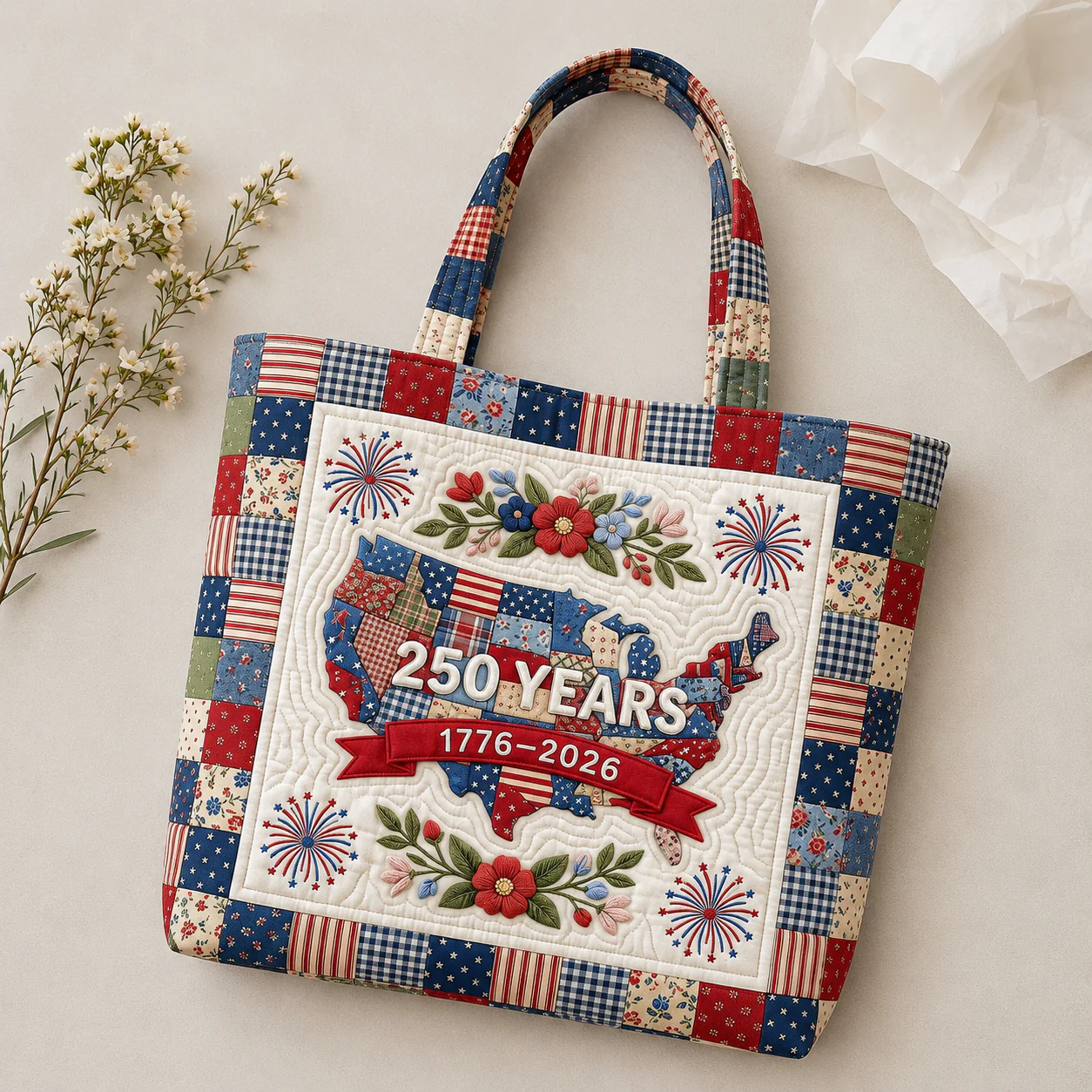 USA 250 Years Anniversary - Personalized Patriotic Quilted Tote Bag - Gift For Her, Patriots - Image 3