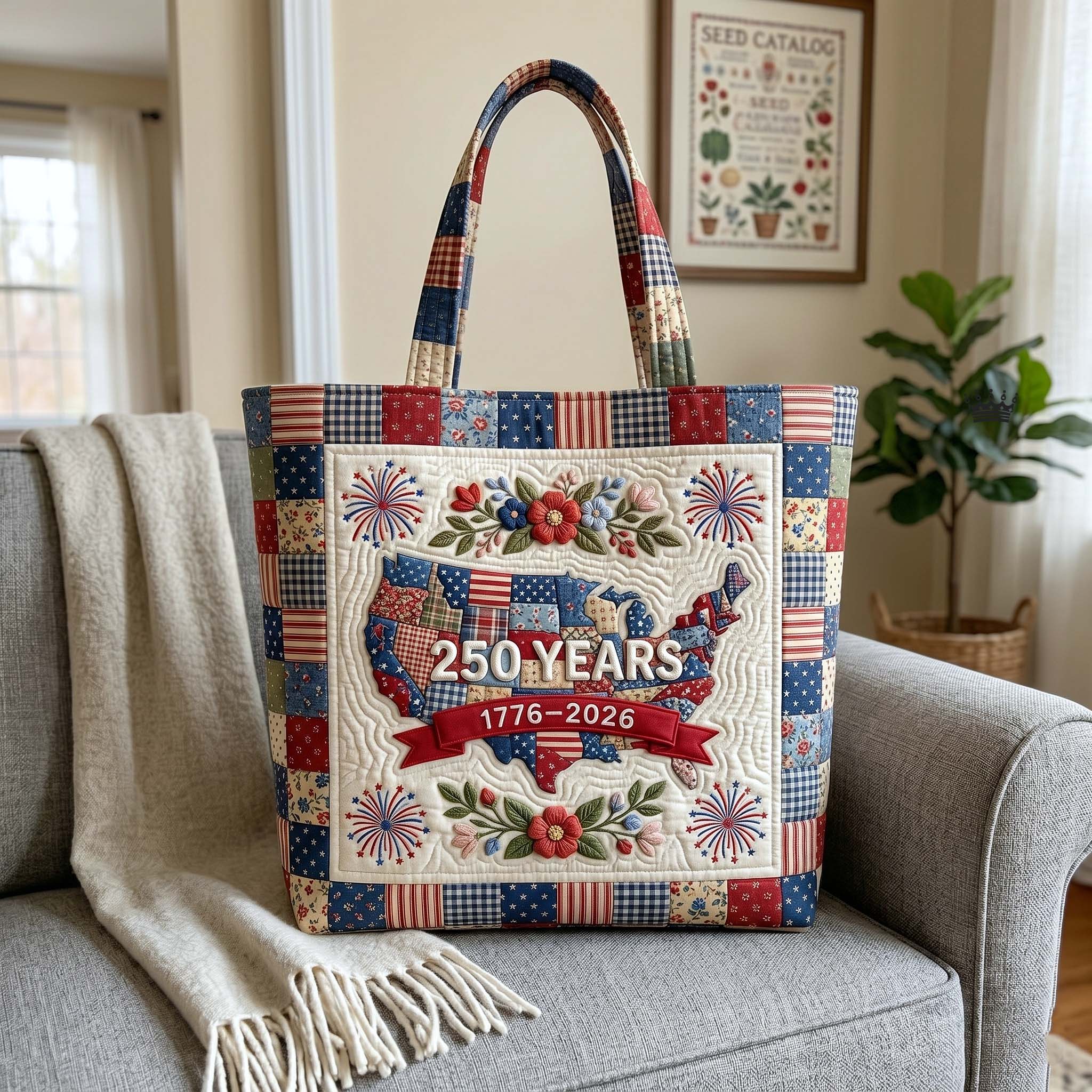 USA 250 Years Anniversary - Personalized Patriotic Quilted Tote Bag - Gift For Her, Patriots - Image 4