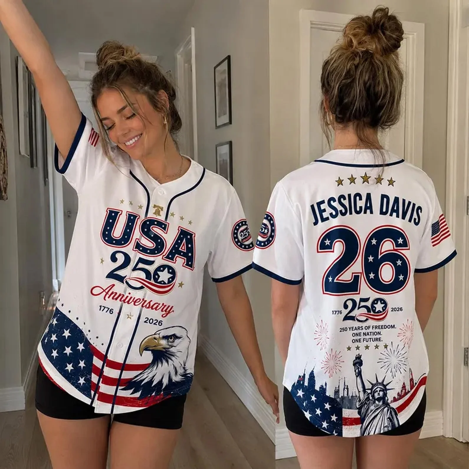 USA 250 Years Eagle Liberty - Personalized Baseball Jersey - Gift For Patriots - Image 2