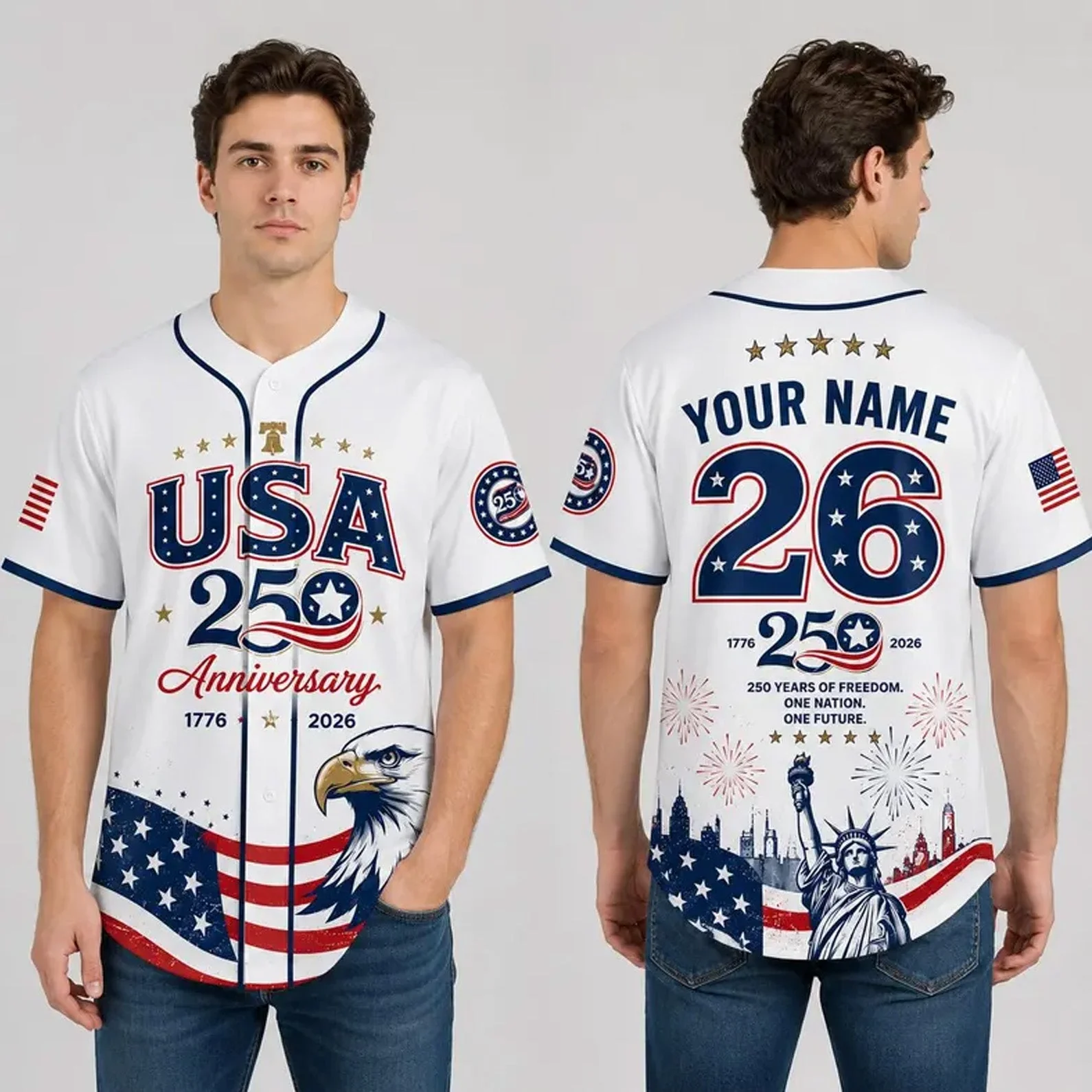 USA 250 Years Eagle Liberty - Personalized Baseball Jersey - Gift For Patriots - Image 3