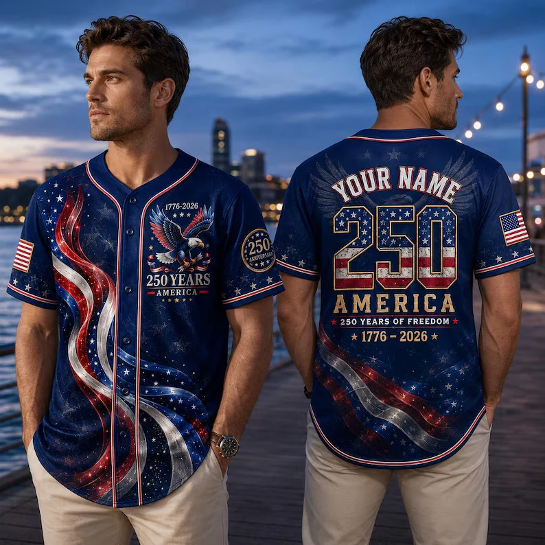 USA 250 Years Of Freedom Blue America Eagle - Personalized Baseball Jersey - Gift For Him HN02