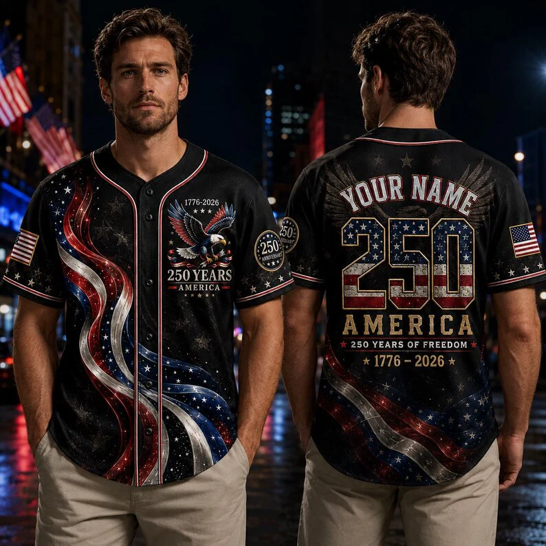 USA 250 Years Of Freedom Blue America Eagle - Personalized Baseball Jersey - Gift For Him HN02 - Image 3