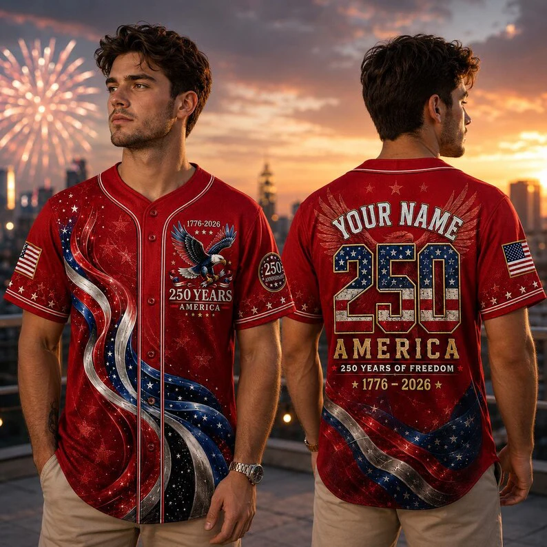 USA 250 Years Of Freedom Blue America Eagle - Personalized Baseball Jersey - Gift For Him HN02 - Image 4