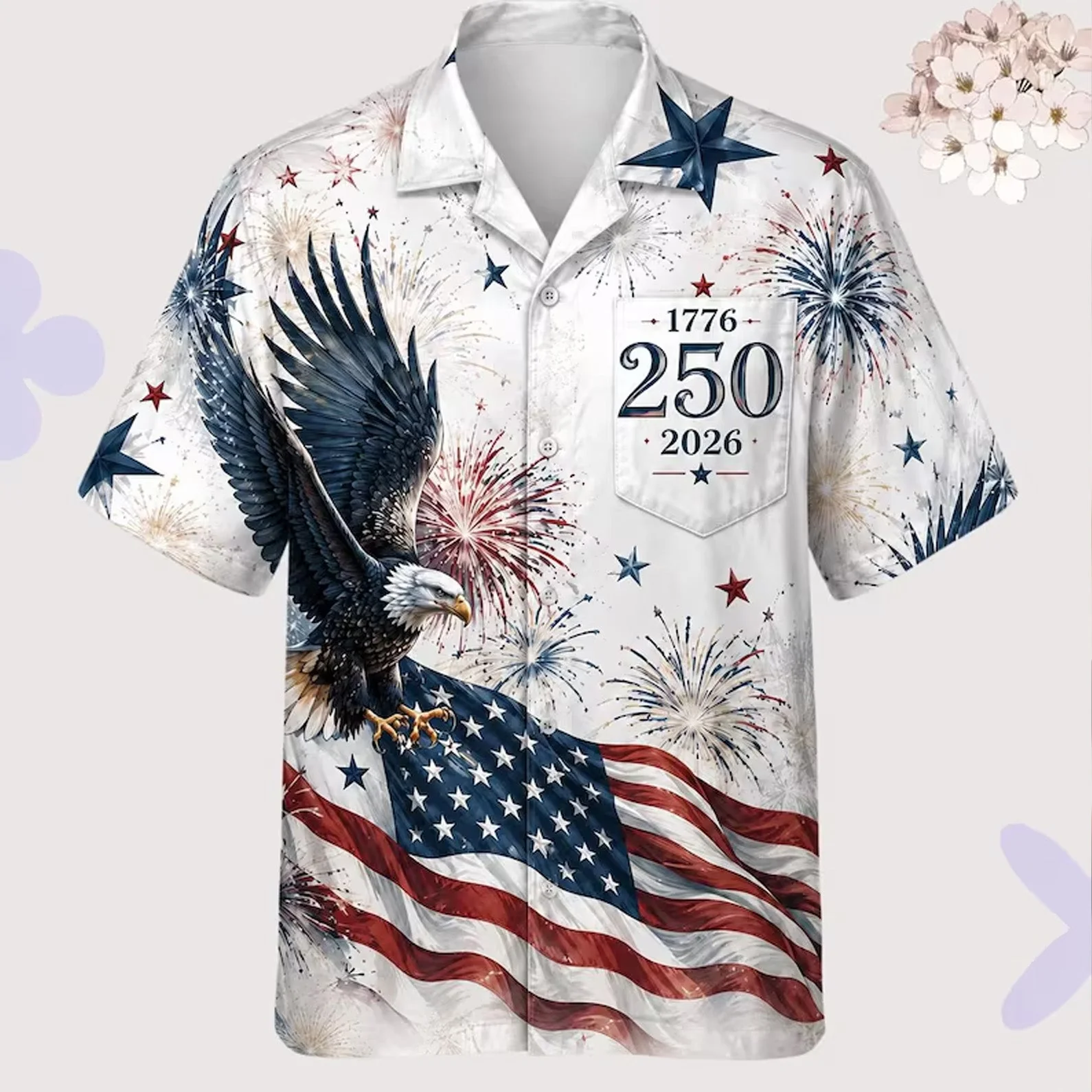 USA 250 Years of Freedom Patriotic Eagle Flag - Hawaiian Shirt - Gift For Men, Patriots