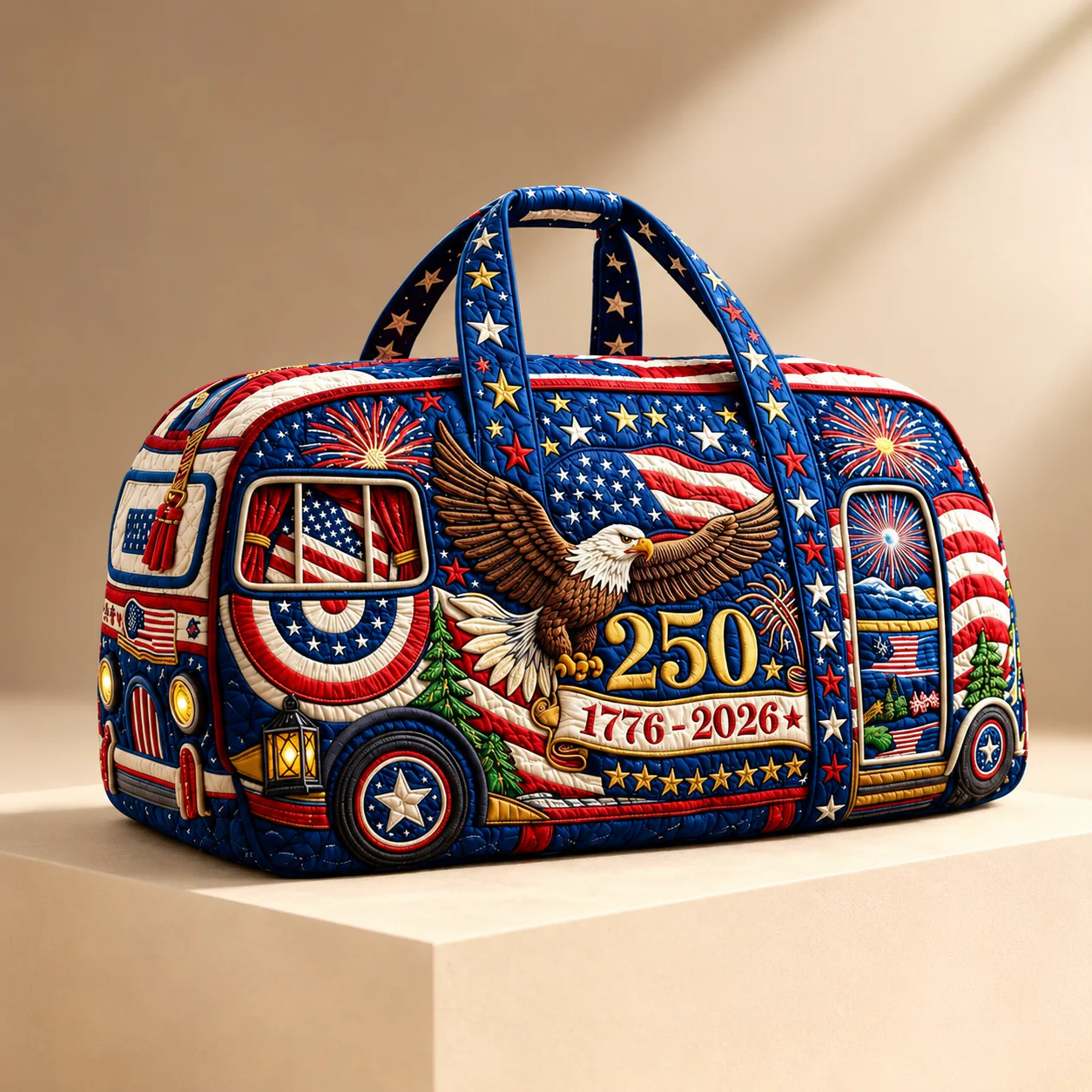 USA 250 Years Of Freedom Patriotic Eagle - Traveling Quilted Duffle Bag - Gift For Patriots - Image 2