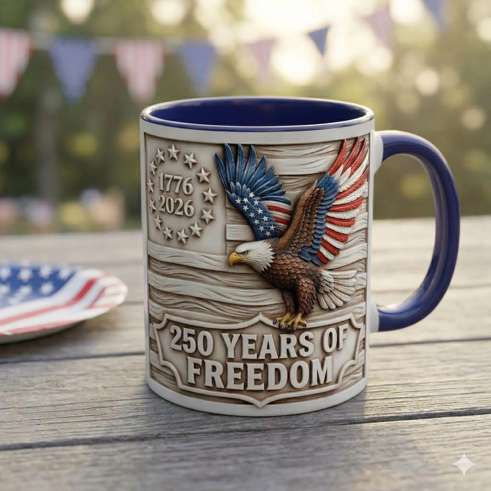 USA 250 Years Of Freedom - Personalized Accent Mug - Gift For Patriotic - Image 5