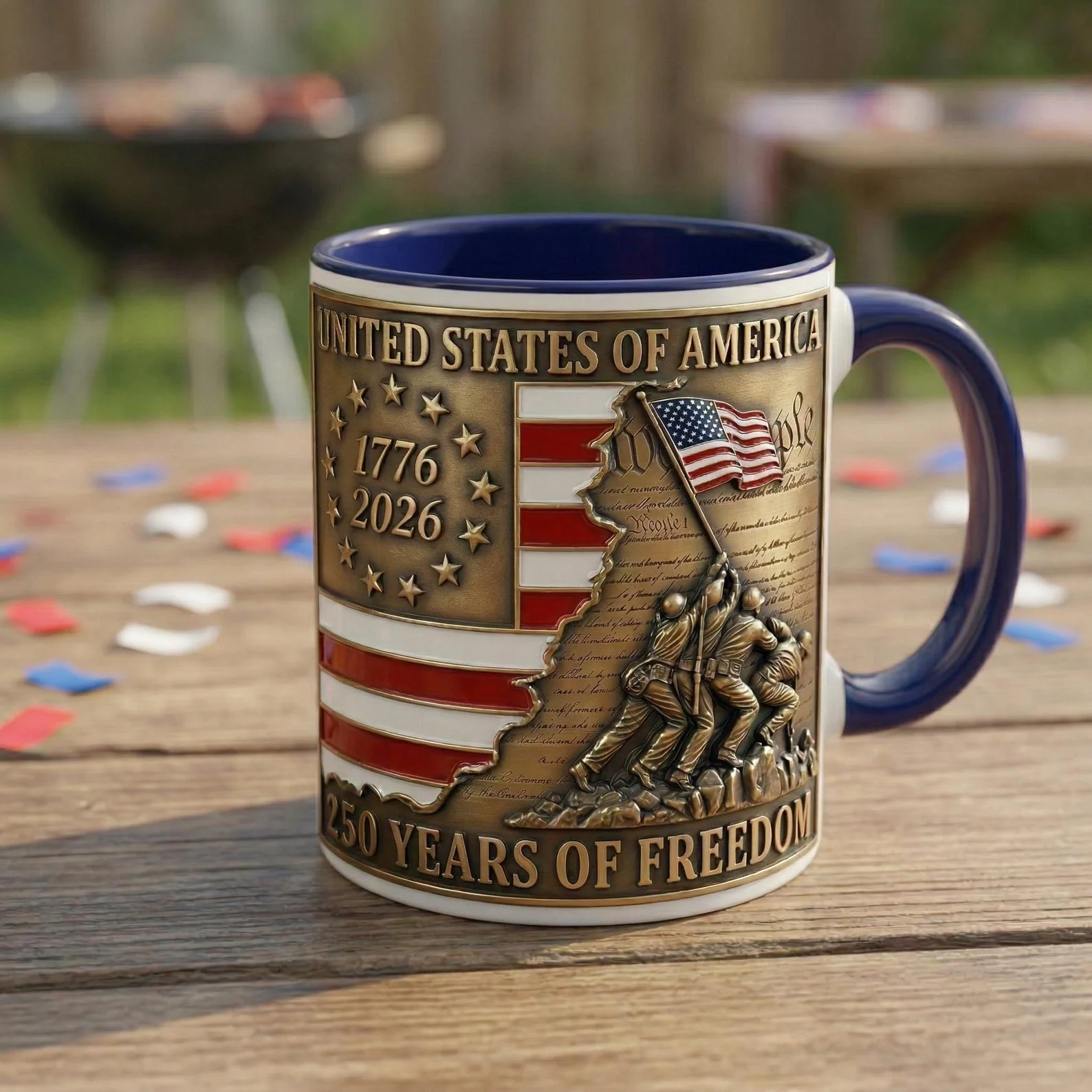 USA 250 Years Of Freedom - Personalized Accent Mug - Gift For Patriotic - Image 6