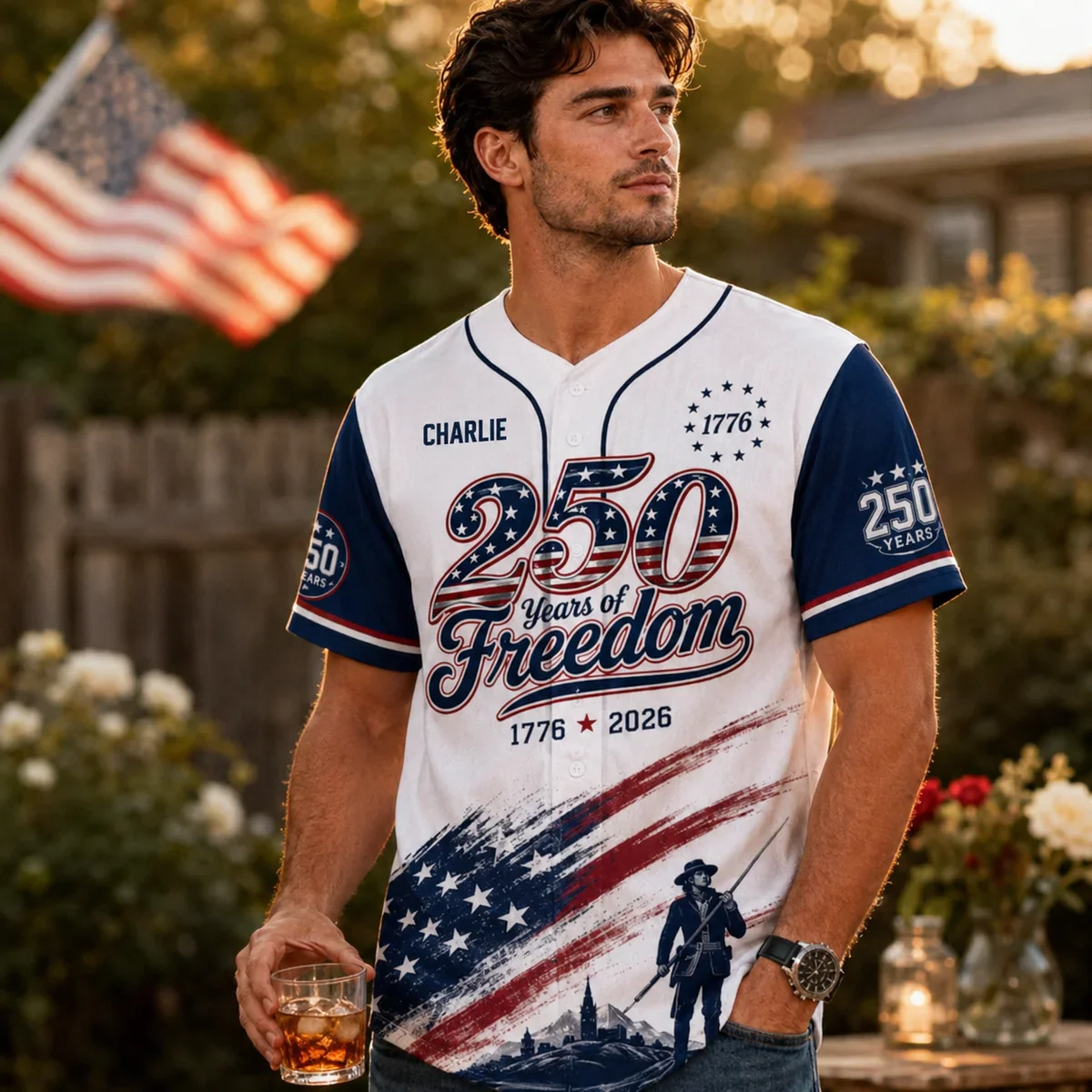 USA 250 Years Of Freedom Soldier Eagle - Personalized Baseball Jersey - Gift For Patriots - Image 2