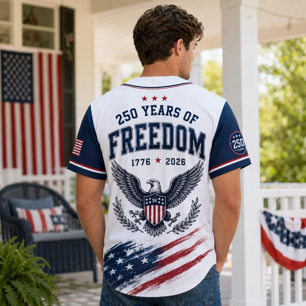 USA 250 Years Of Freedom Soldier Eagle - Personalized Baseball Jersey - Gift For Patriots - Image 3