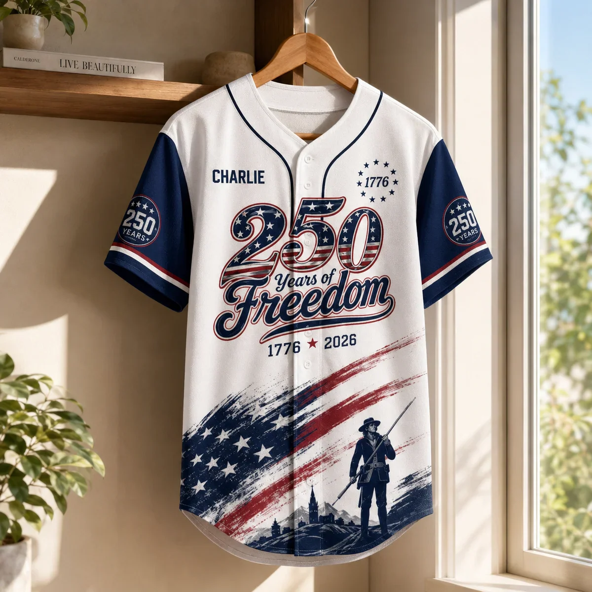 USA 250 Years Of Freedom Soldier Eagle - Personalized Baseball Jersey - Gift For Patriots - Image 4