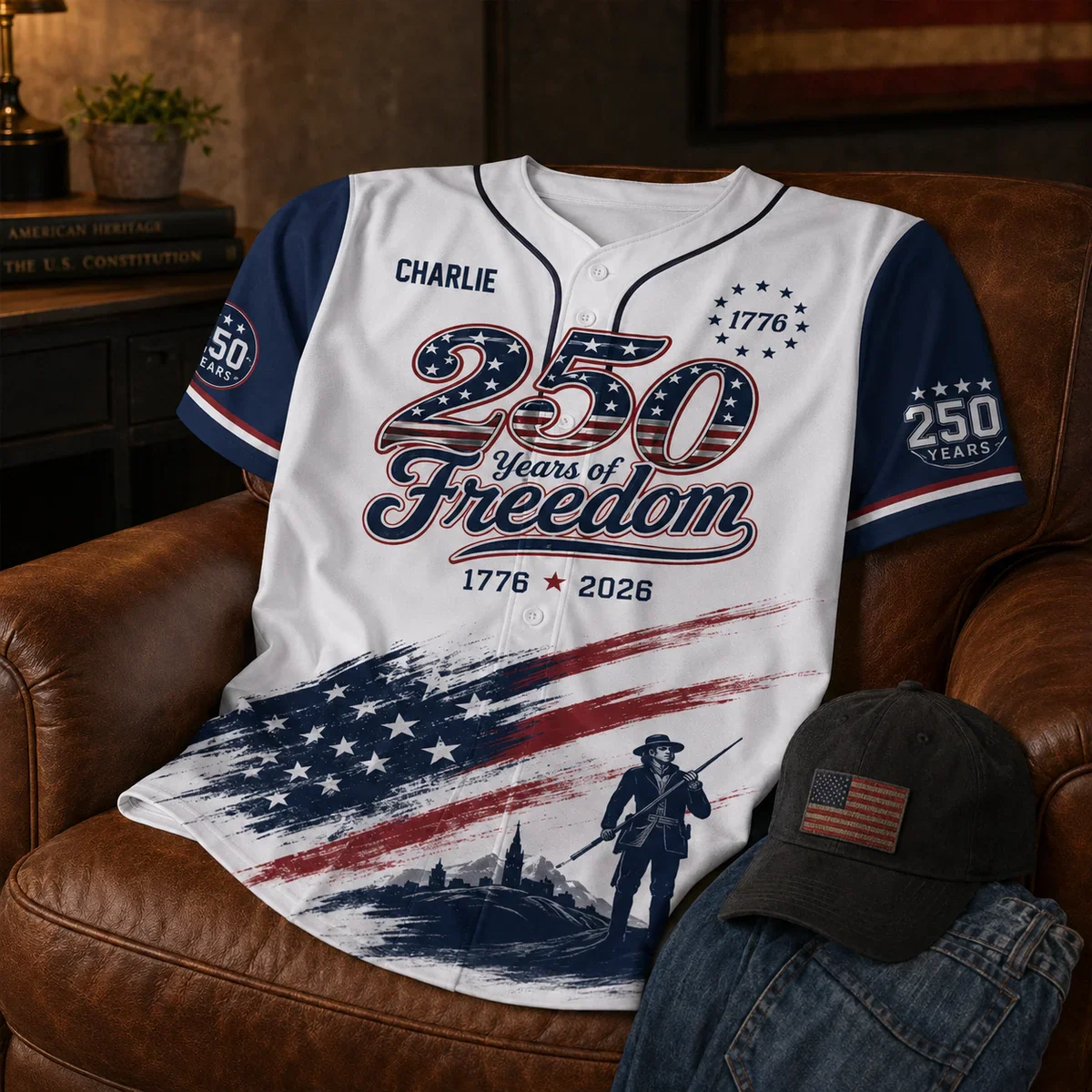 USA 250 Years Of Freedom Soldier Eagle - Personalized Baseball Jersey - Gift For Patriots - Image 5