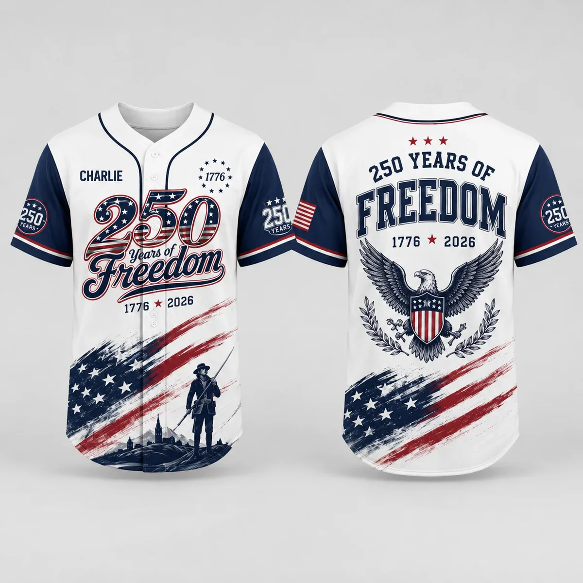 USA 250 Years Of Freedom Soldier Eagle - Personalized Baseball Jersey - Gift For Patriots - Image 7
