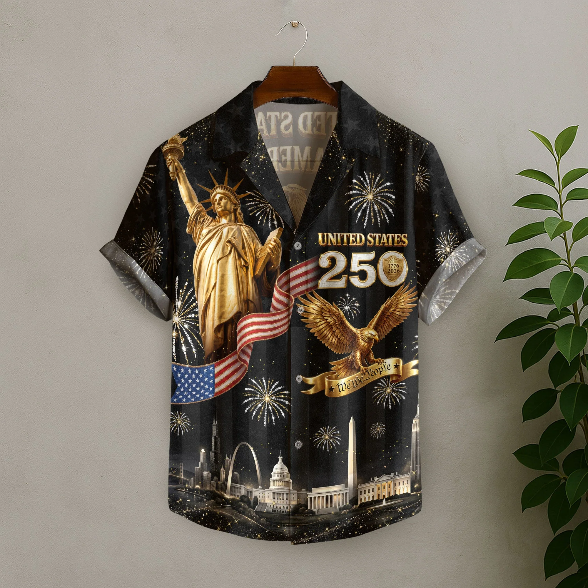 USA 250 Years Statue Of Liberty Fireworks 1776 2026 Hawaiian Shirt - Patriotic Gift For Him - Image 6