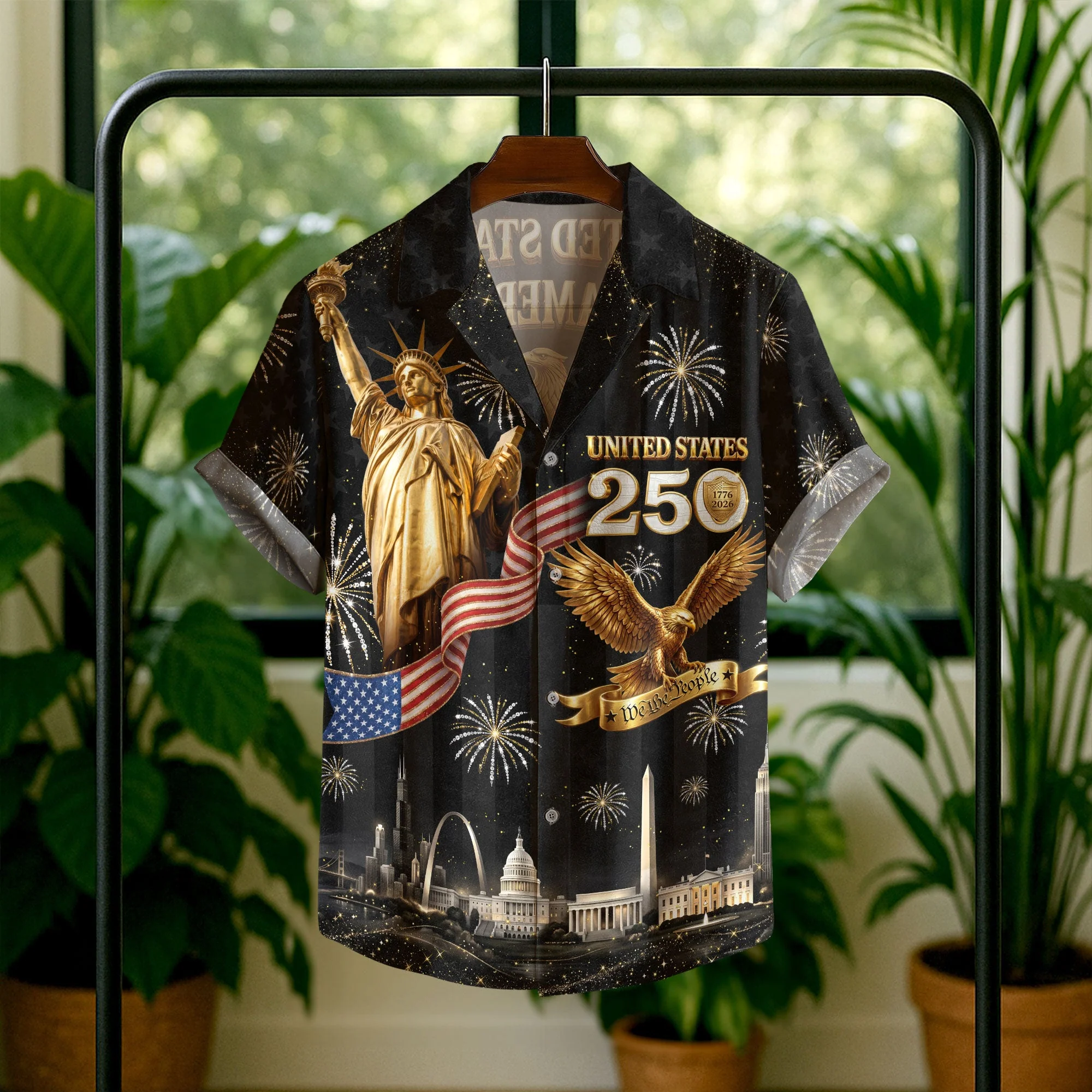 USA 250 Years Statue Of Liberty Fireworks 1776 2026 Hawaiian Shirt - Patriotic Gift For Him - Image 7
