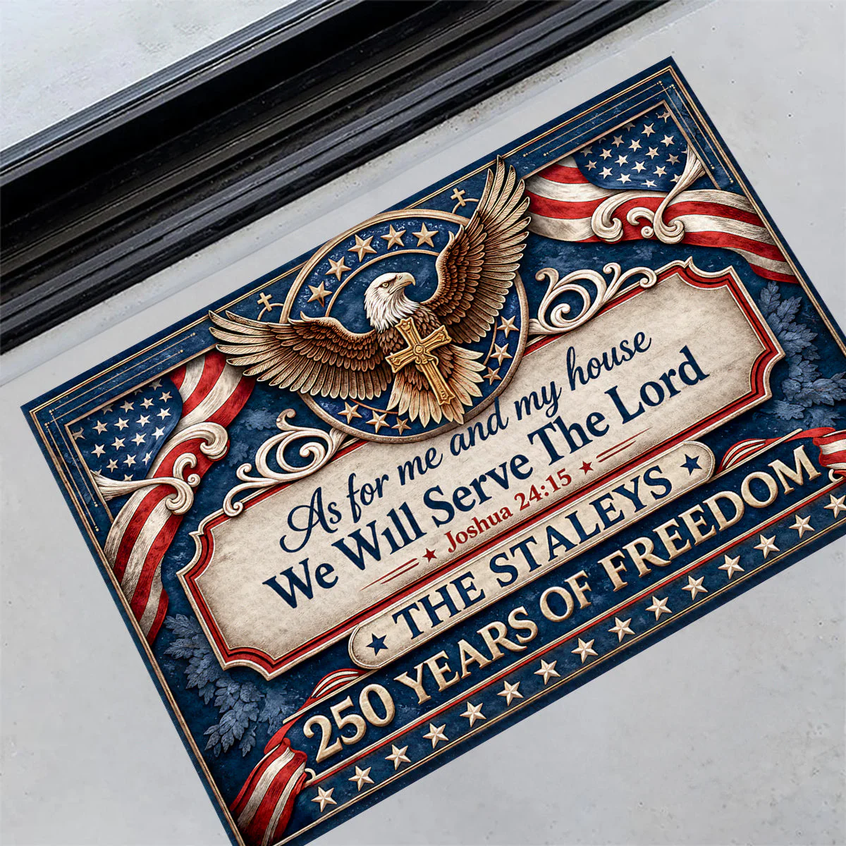 USA 250 Years We Will Serve The Lord - Personalized Doormat - Gift For Patriots - Image 5