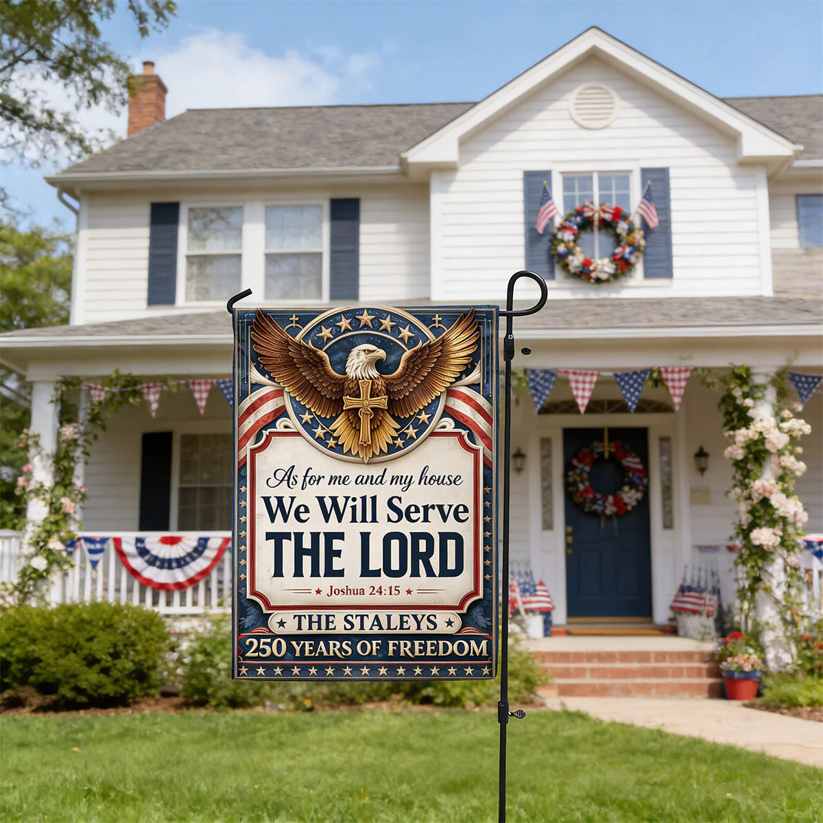 USA 250 Years We Will Serve The Lord - Personalized Flag - Gift For Patriots - Image 3