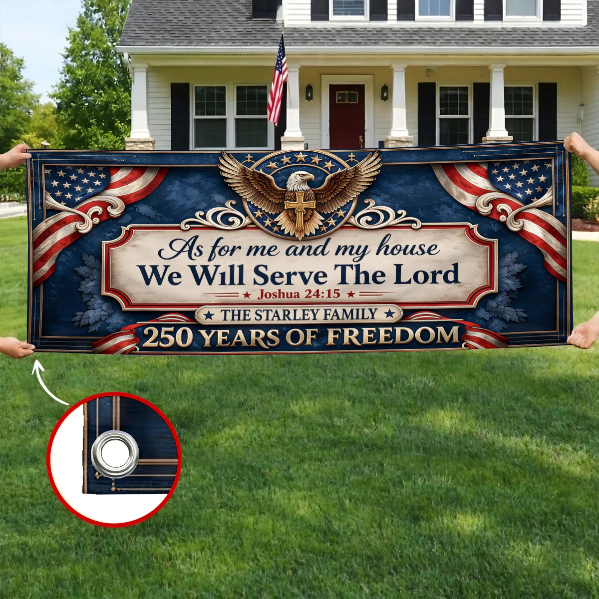 USA 250 Years We Will Serve The Lord - Personalized Outdoor Banner - Gift For Patriots - Image 3