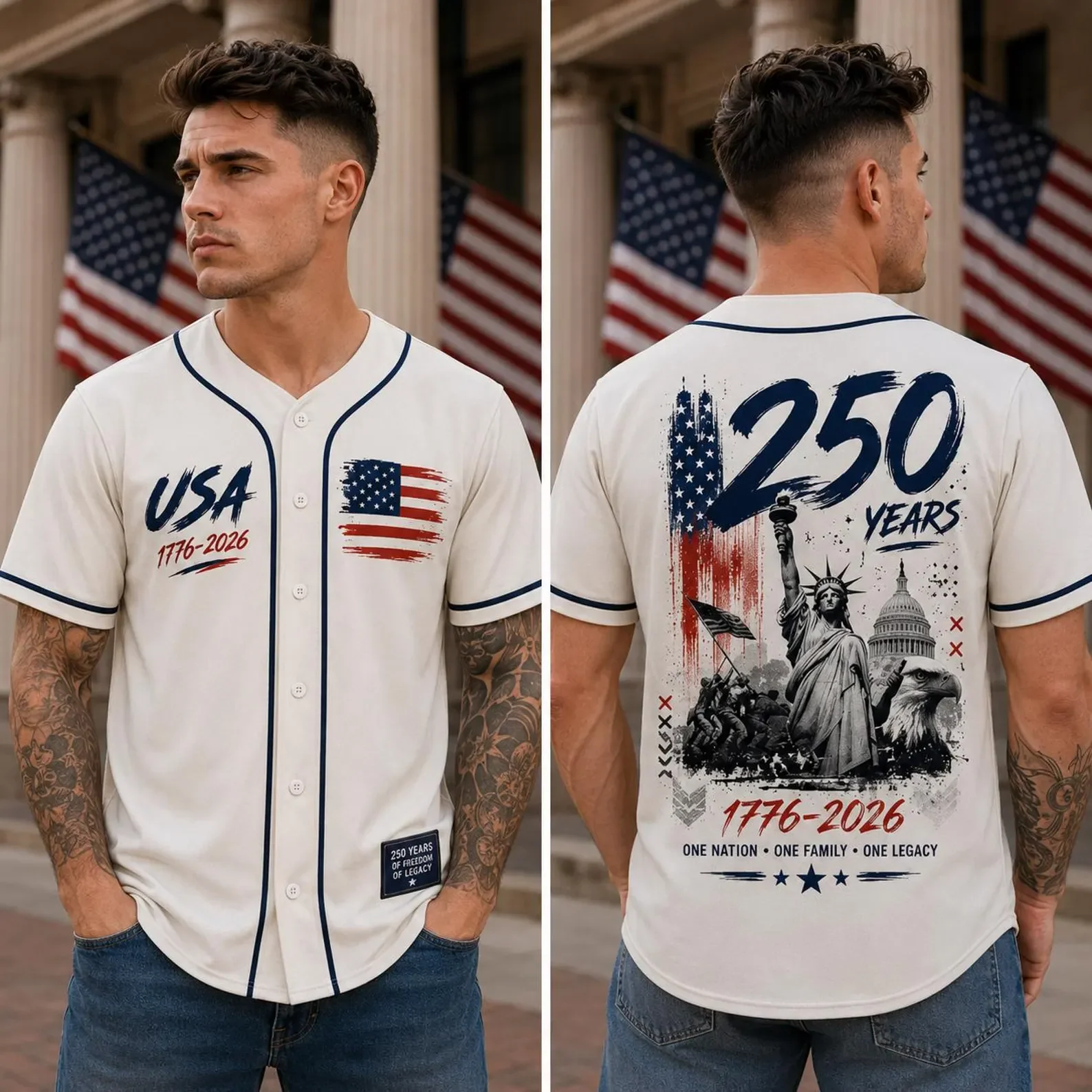 USA 250th Anniversary 1776 2026 - Baseball Jersey - Gift For Patriots