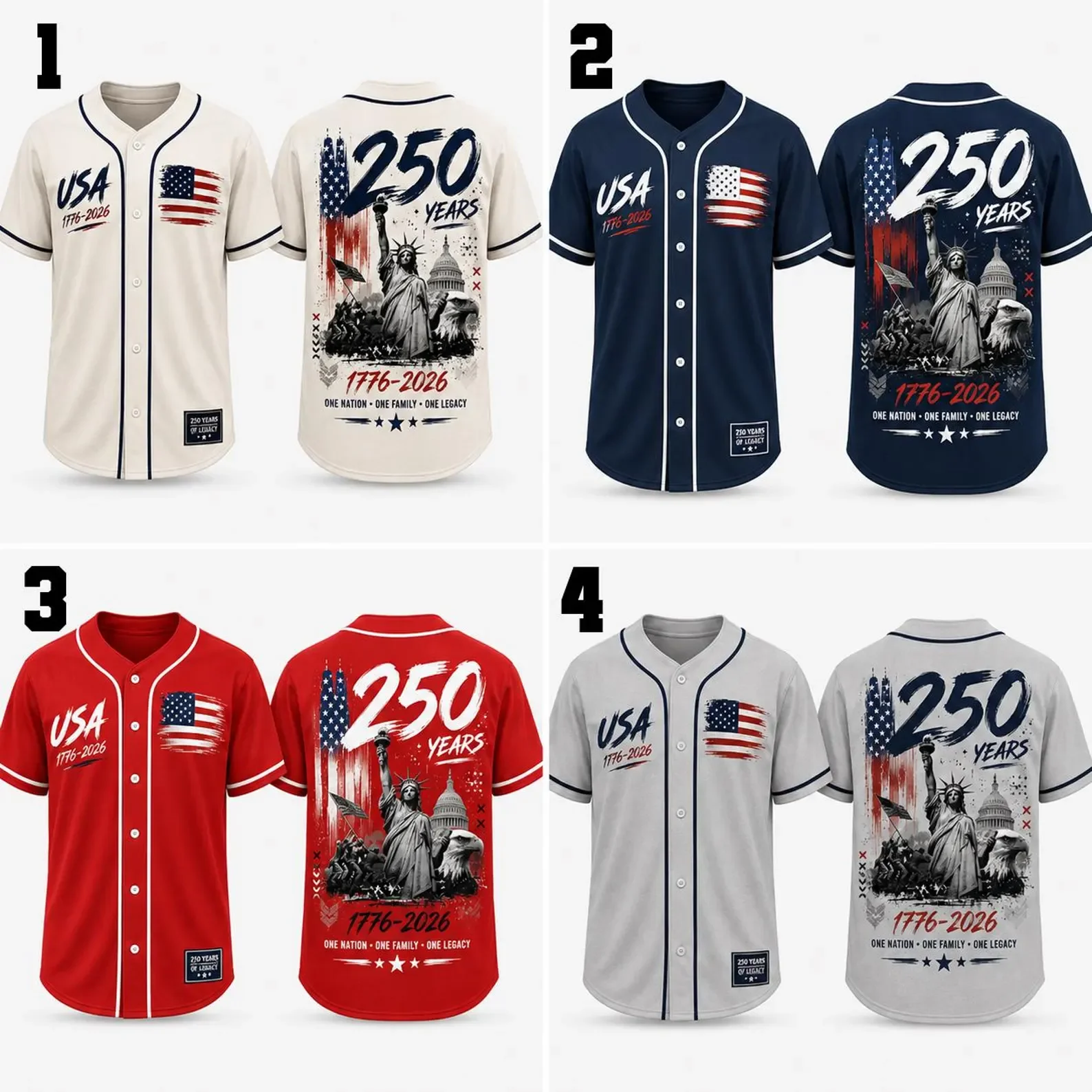 USA 250th Anniversary 1776 2026 - Baseball Jersey - Gift For Patriots - Image 2