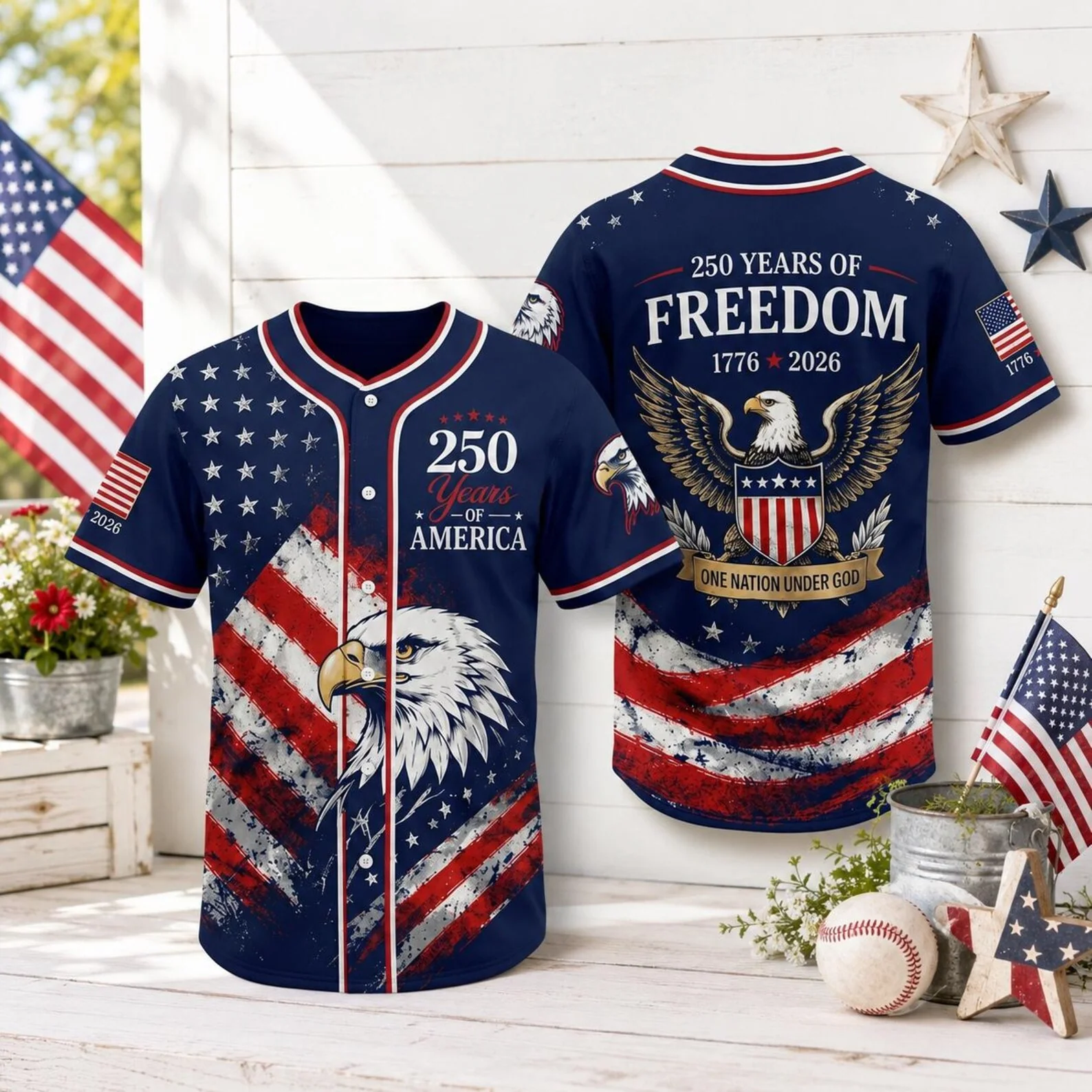USA 250th Anniversary 1776 2026 Navy - Baseball Jersey - Gift For Patriots