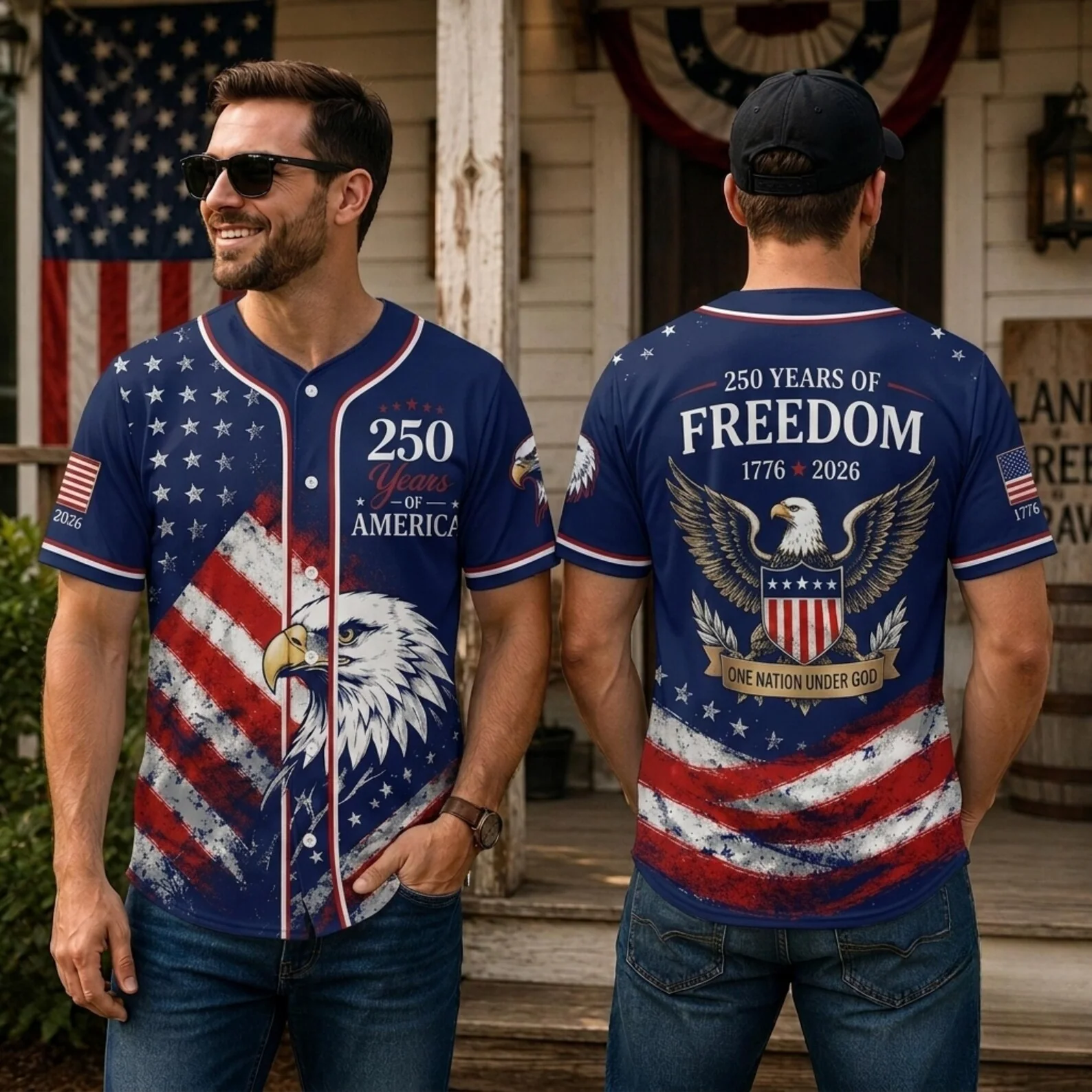 USA 250th Anniversary 1776 2026 Navy - Baseball Jersey - Gift For Patriots - Image 2