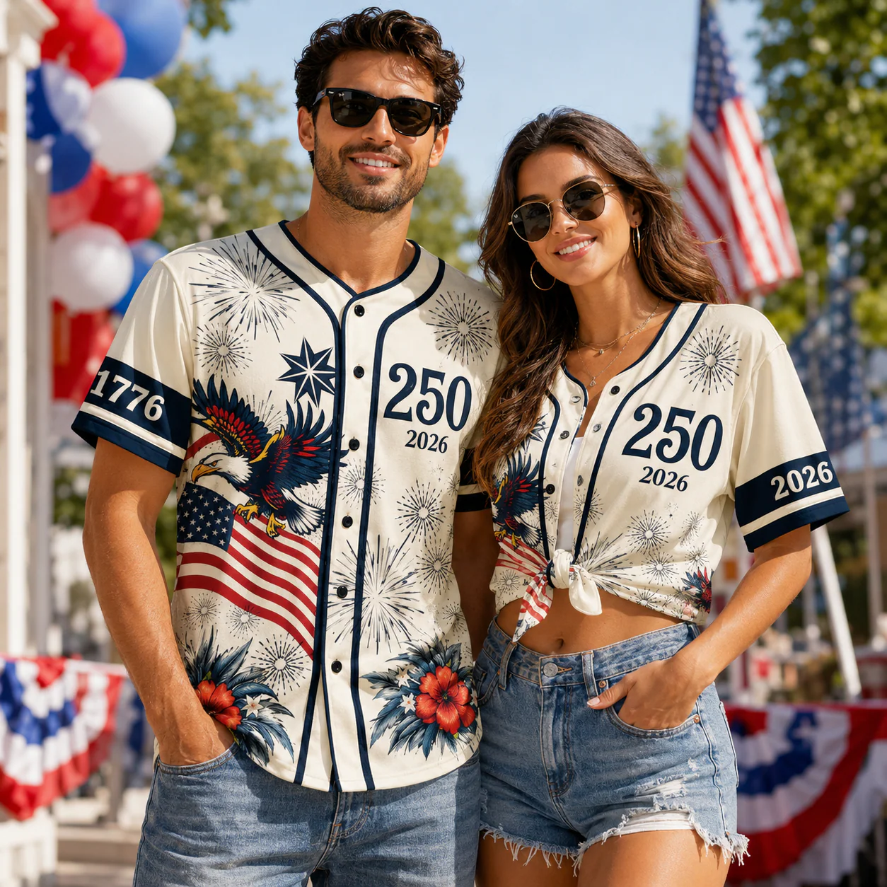 USA 250th Anniversary 1776 2026 Tropical Eagle - Baseball Jersey - Gift For Patriots - Image 2