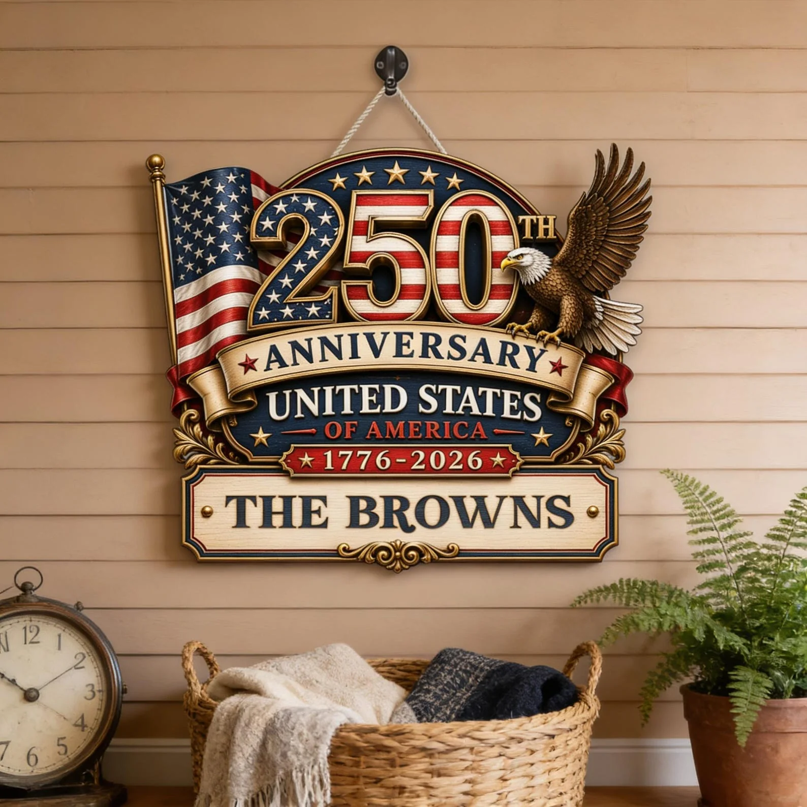 USA 250th Anniversary American Flag Statue Of Liberty - Personalized Wood Sign - Gift For Patriotic Family - Image 7