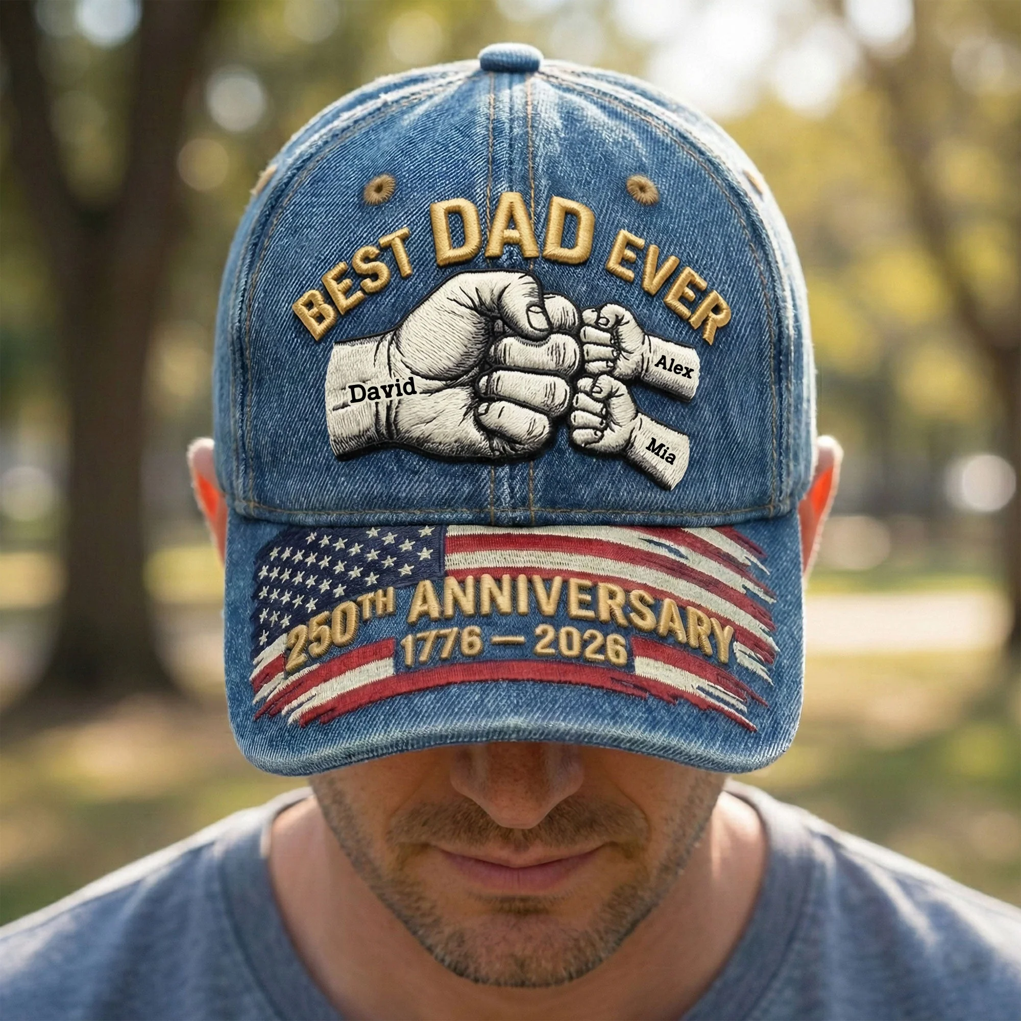 USA 250th Anniversary Best Dad Ever - Personalized Classic Cap - Gift For Dad, Grandpa - Image 2