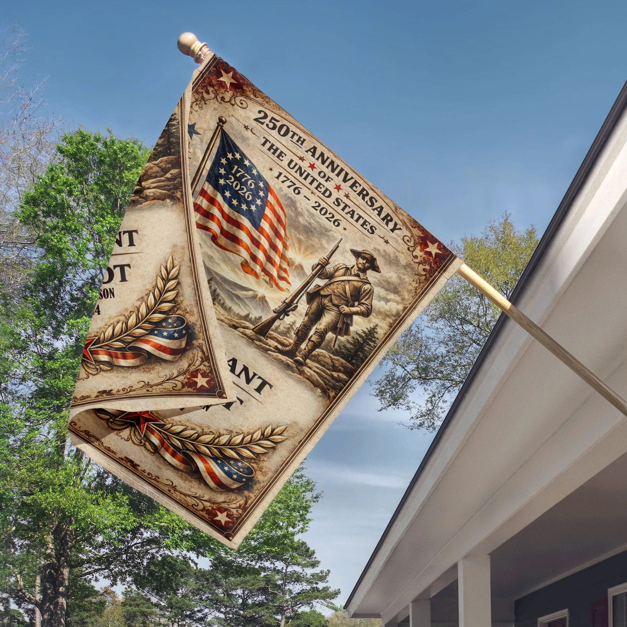 USA 250th Anniversary Descendant Of A Patriot - Personalized Flag - Gift For Patriotic Family - Image 2