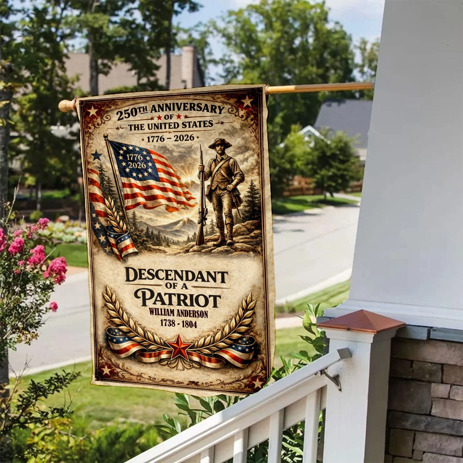 USA 250th Anniversary Descendant Of A Patriot - Personalized Flag - Gift For Patriotic Family - Image 4