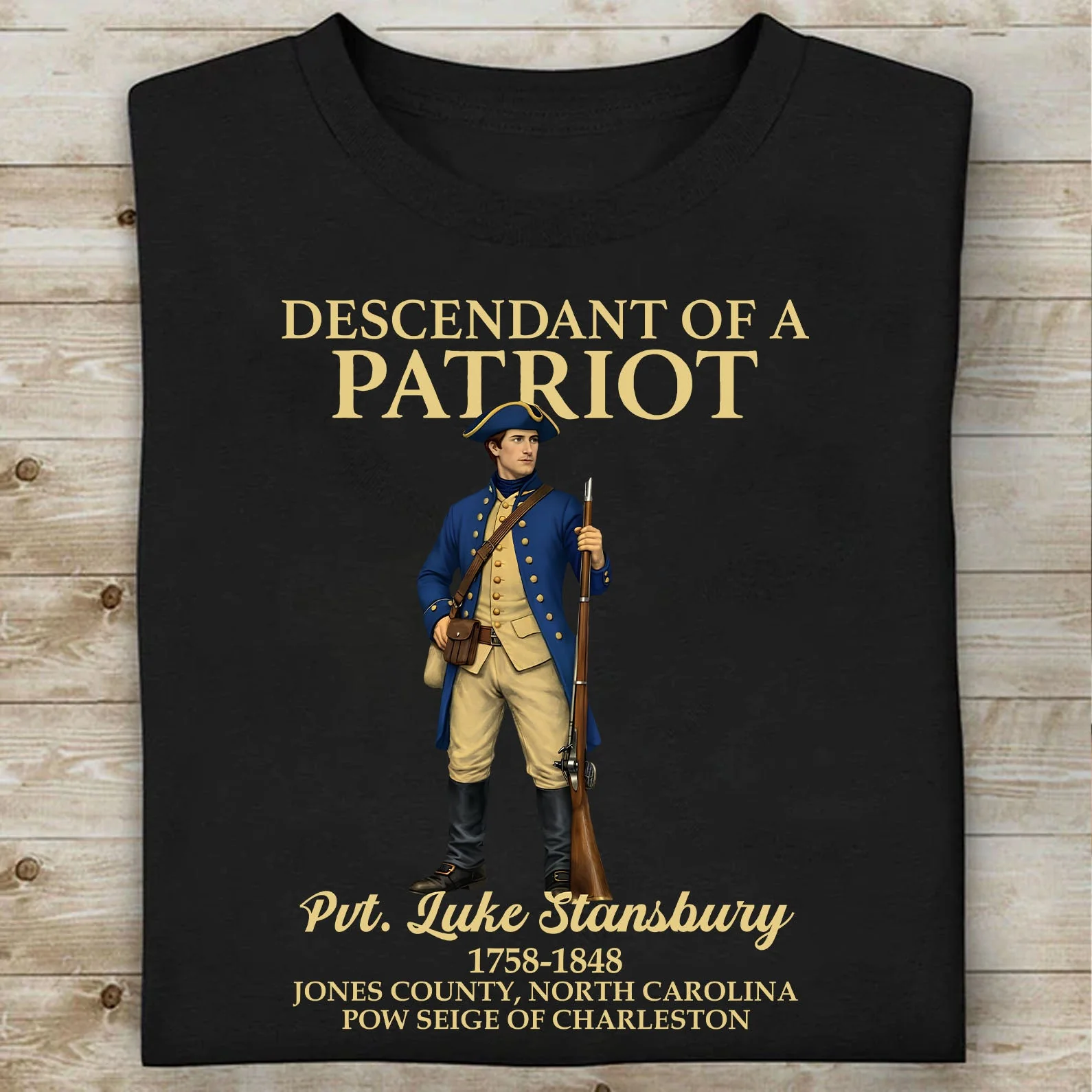 USA 250th Anniversary Descendant Of A Patriot - Personalized  Shirt - Gift For Patriots