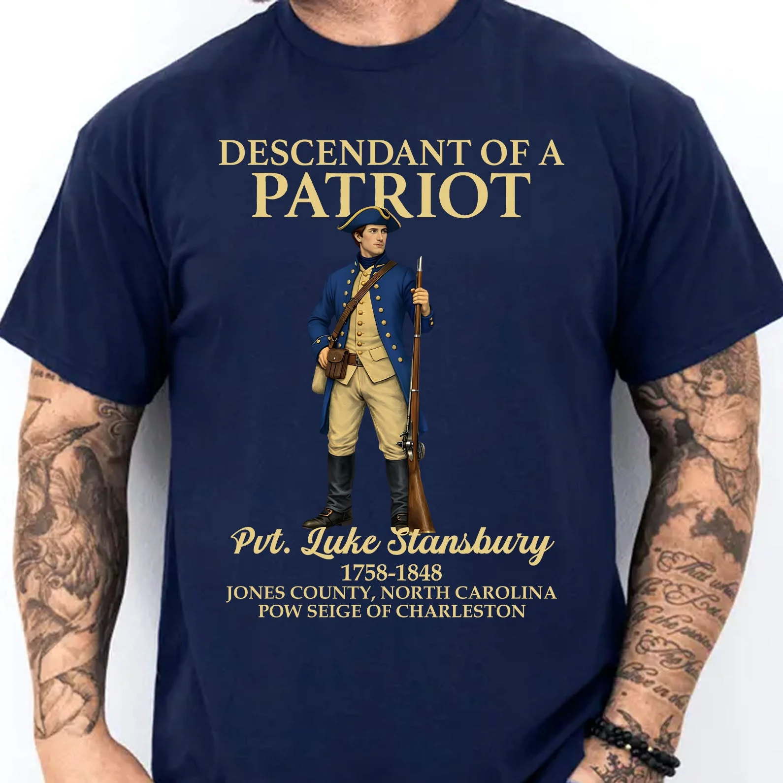 USA 250th Anniversary Descendant Of A Patriot - Personalized  Shirt - Gift For Patriots - Image 3