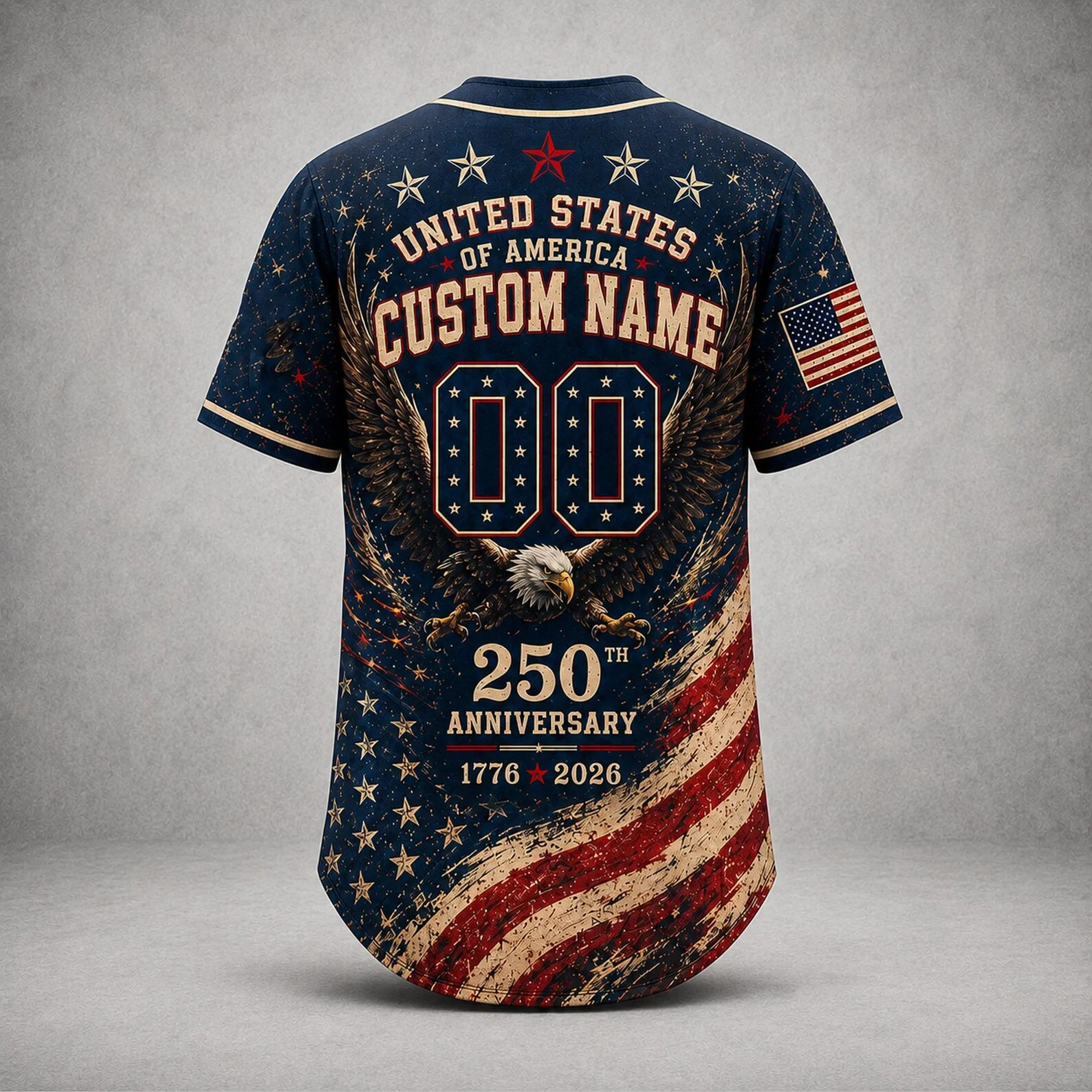 USA 250th Anniversary Eagle Flag Navy - Personalized Baseball Jersey - Gift For Patriots - Image 2