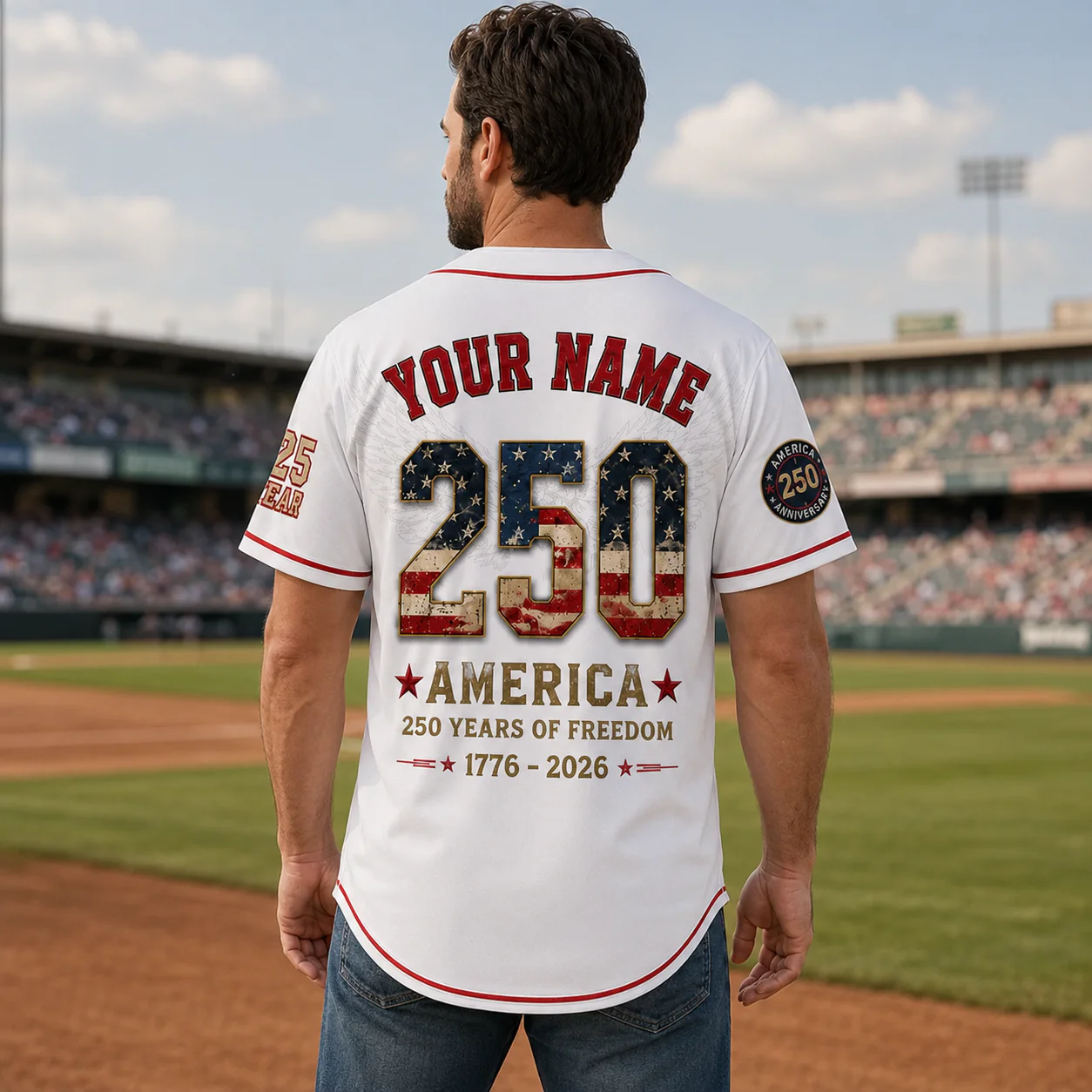 USA 250th Anniversary Eagle Flag - Personalized Baseball Jersey - Gift For Patriots - Image 5