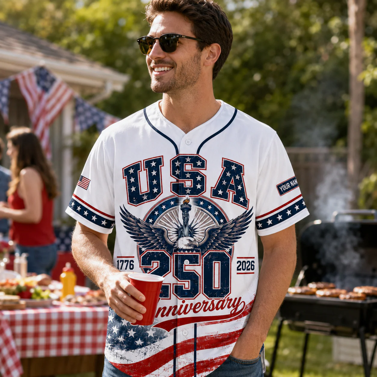USA 250th Anniversary Eagle Liberty Bell - Personalized Baseball Jersey - Gift For Patriots - Image 2