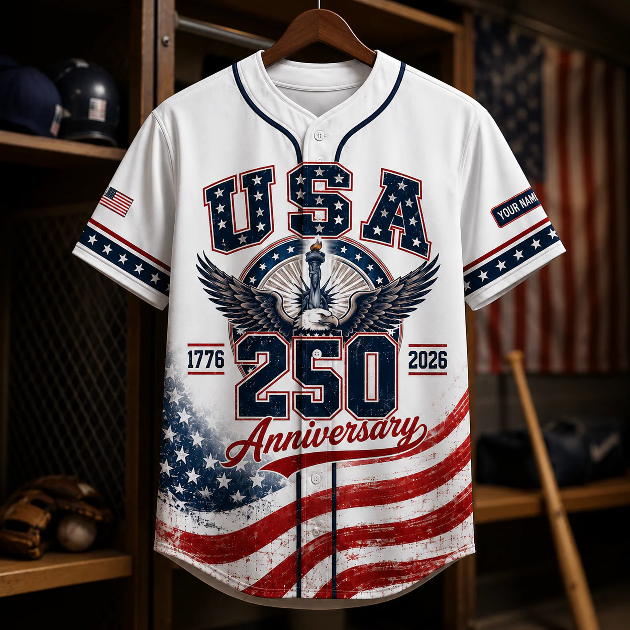 USA 250th Anniversary Eagle Liberty Bell - Personalized Baseball Jersey - Gift For Patriots - Image 4