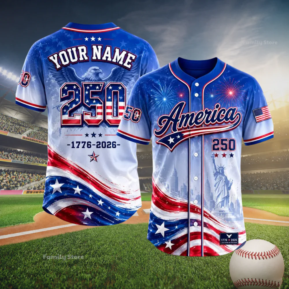USA 250th Anniversary Eagle Statue Of Liberty - Personalized Baseball Jersey - Gift For Patriots