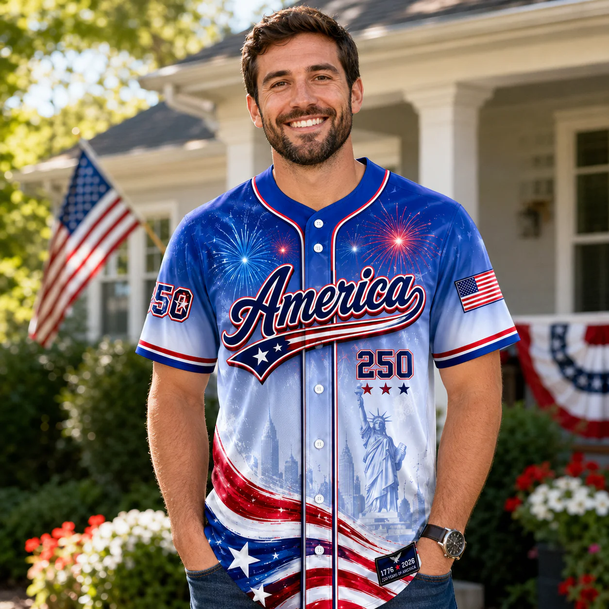 USA 250th Anniversary Eagle Statue Of Liberty - Personalized Baseball Jersey - Gift For Patriots - Image 3