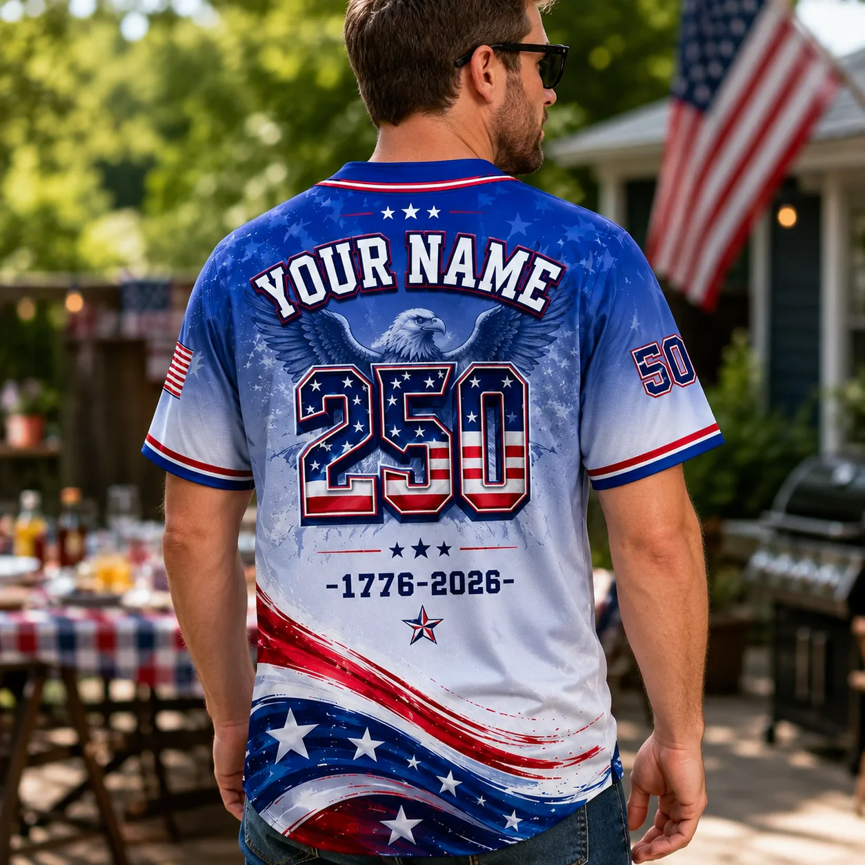 USA 250th Anniversary Eagle Statue Of Liberty - Personalized Baseball Jersey - Gift For Patriots - Image 4