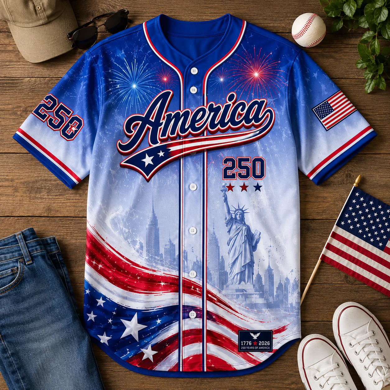 USA 250th Anniversary Eagle Statue Of Liberty - Personalized Baseball Jersey - Gift For Patriots - Image 6