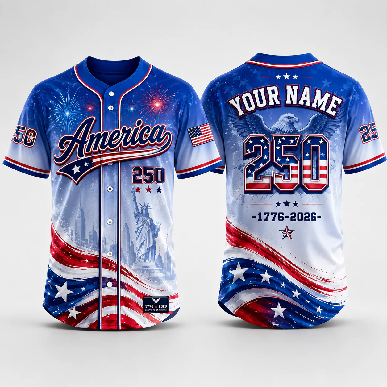 USA 250th Anniversary Eagle Statue Of Liberty - Personalized Baseball Jersey - Gift For Patriots - Image 7