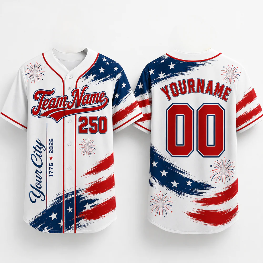 USA 250th Anniversary Flag Brush - Personalized Baseball Jersey - Gift For Patriots - Image 6