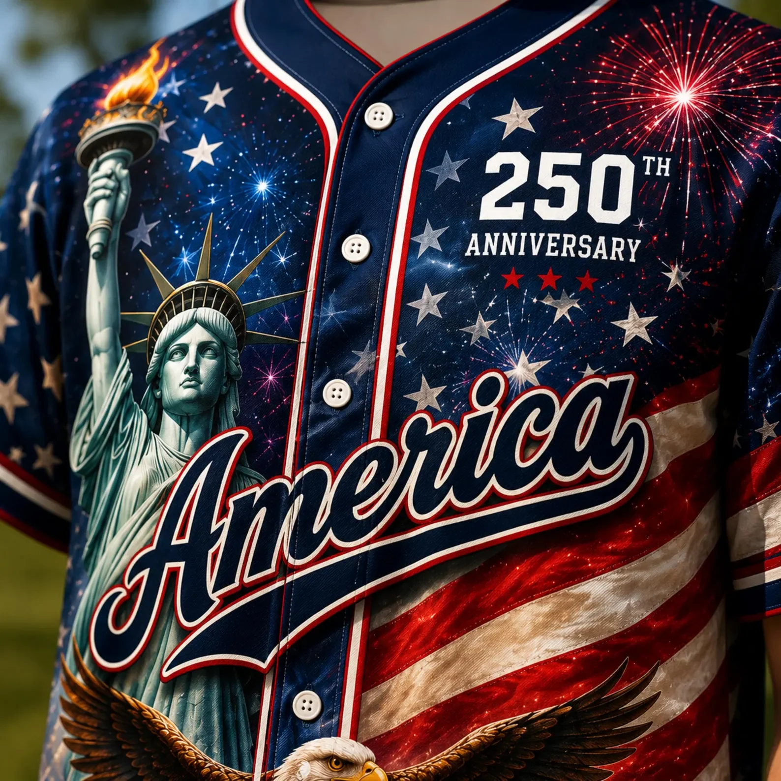 USA 250th Anniversary Flag Liberty Eagle - Personalized Baseball Jersey - Gift For Him - Image 3