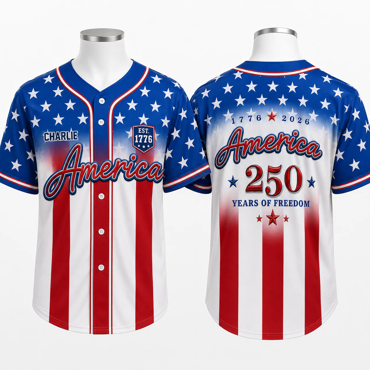 USA 250th Anniversary Flag Stars Stripes - Personalized Baseball Jersey - Gift For Patriots - Image 5