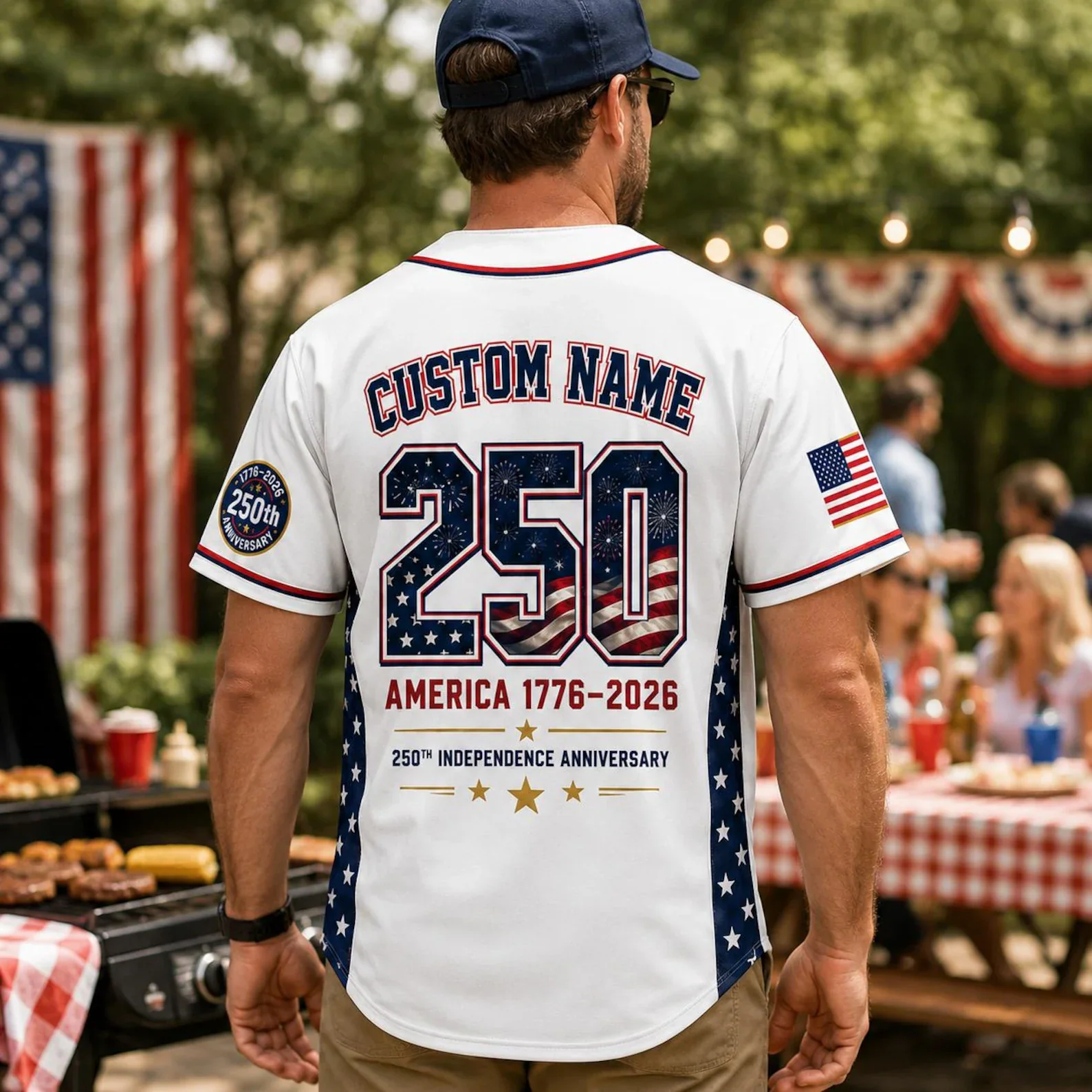 USA 250th Anniversary Jets Flight Trails - Personalized Baseball Jersey - Gift For Patriots - Image 2